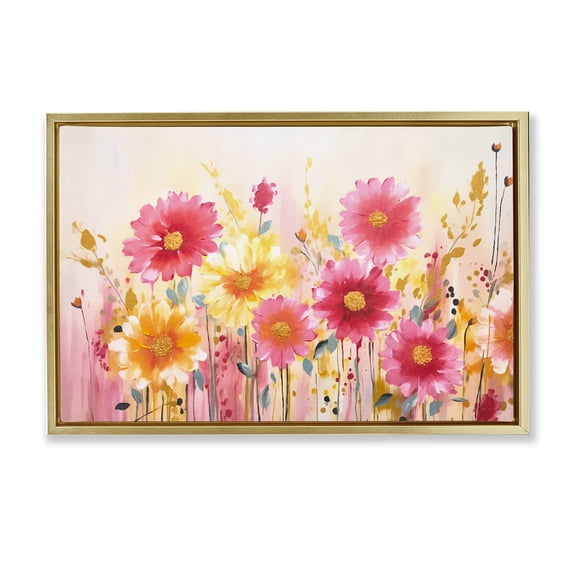 Stupell Industries Contemporary Blush Blooming Whimsy Gold Floating Frame Canvas Art, 25 x 17, by Andrea Haase