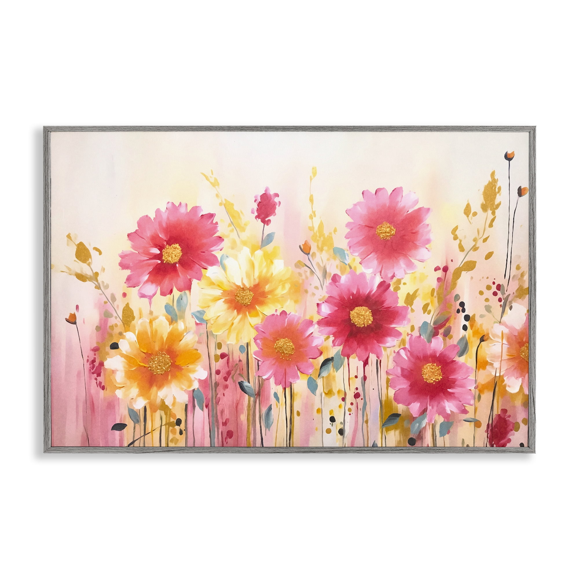 Stupell Industries Blush Blooming Whimsy Gray Framed Giclee Art, design by Andrea Haase