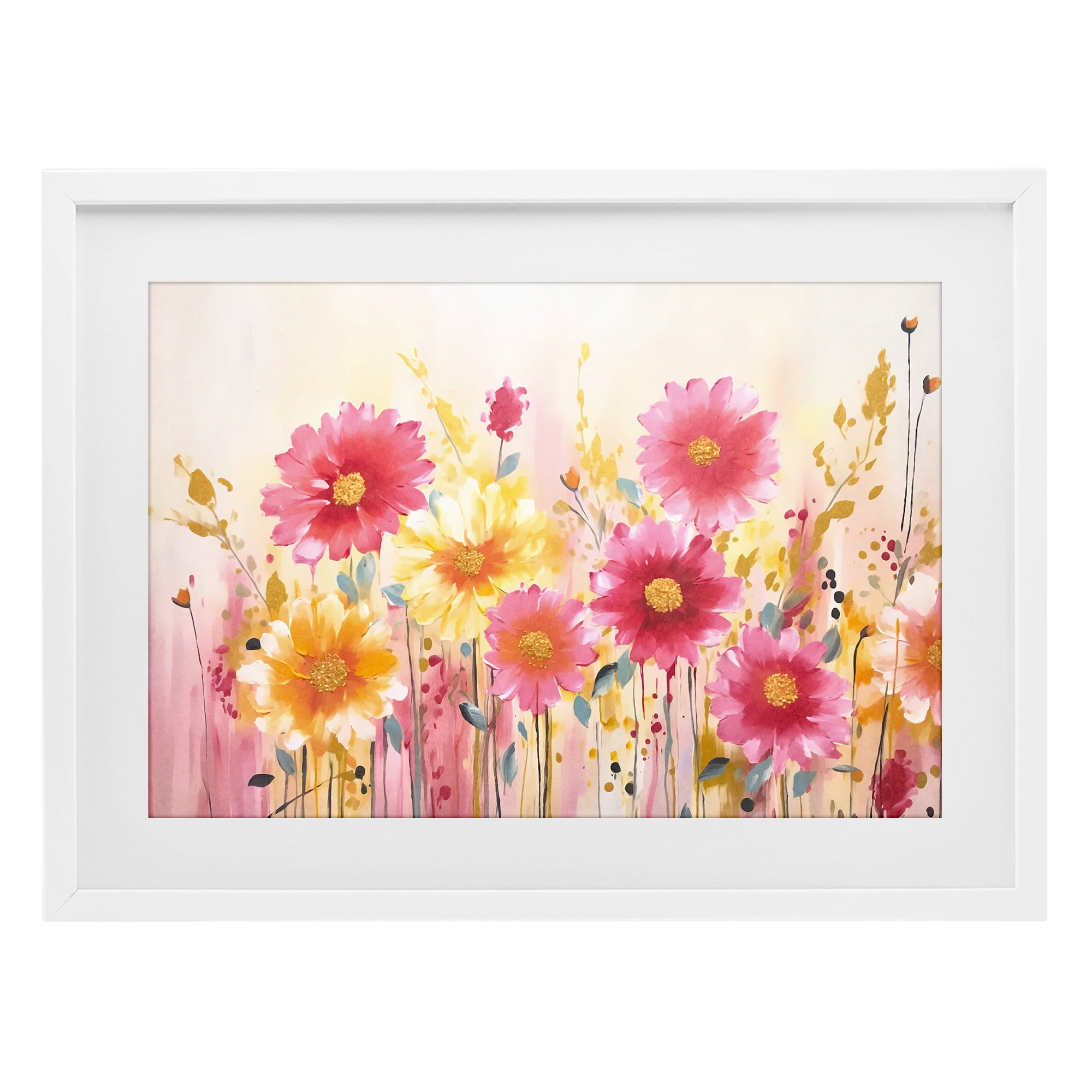 Stupell Industries Blush Blooming Whimsy White Framed Print Under Glass, design by Andrea Haase