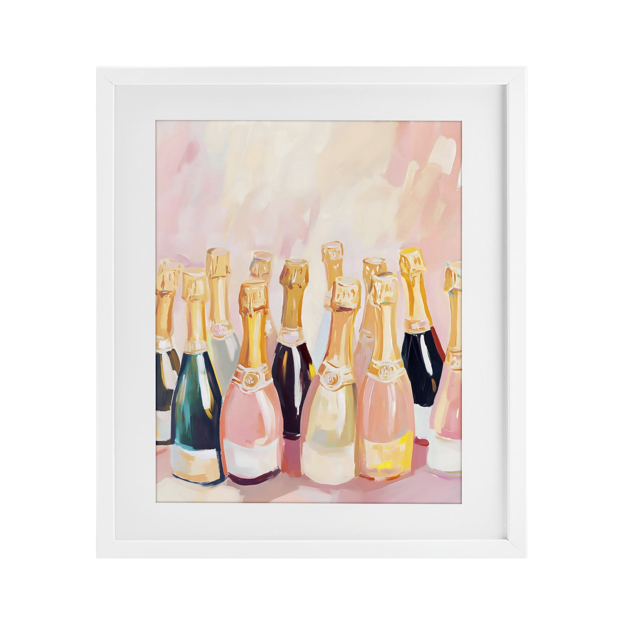 Stupell Industries Blush Champagne Bottles Collection White Framed Print Under Glass, design by The Prints Vibe