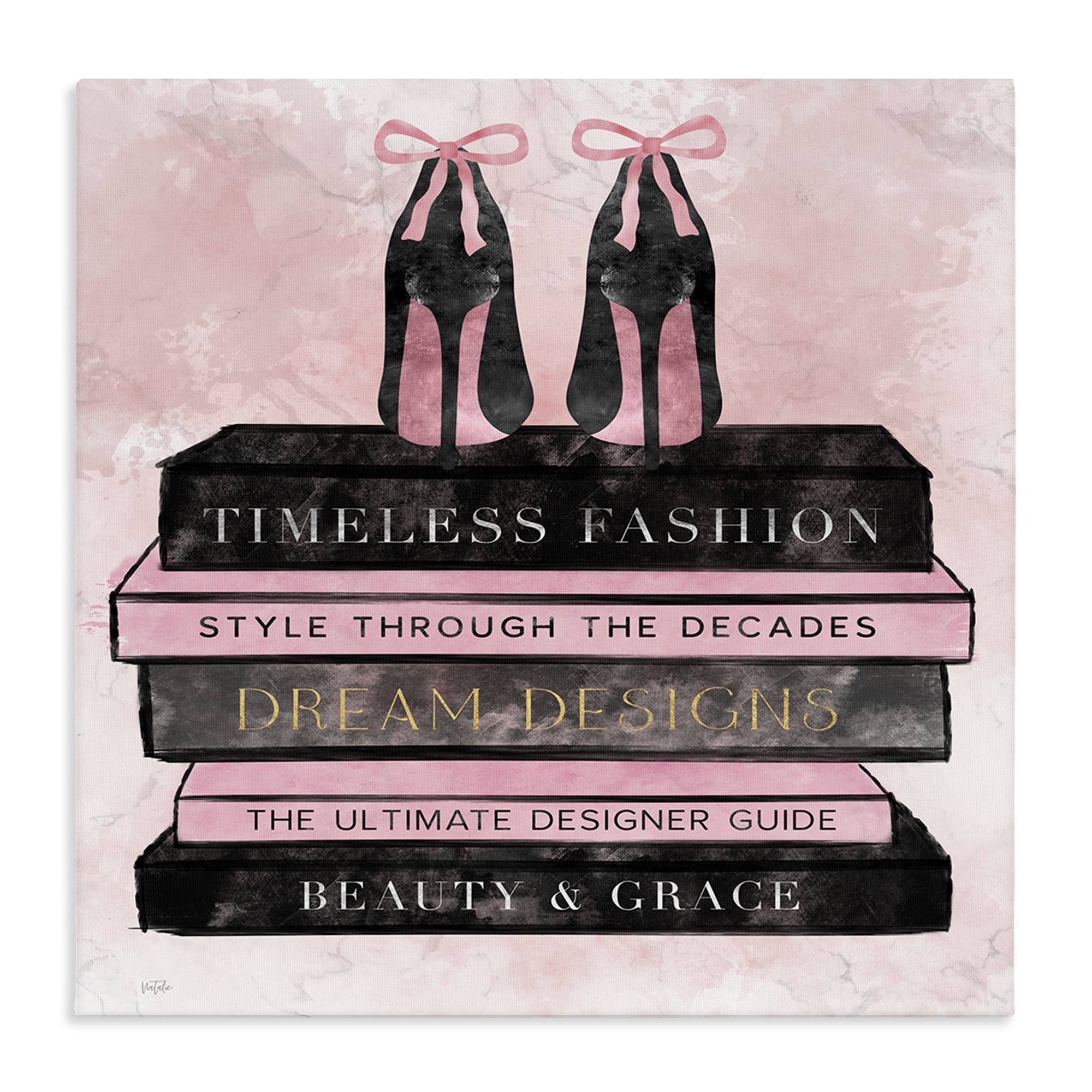 Stupell Industries Blush Fashion Book Stack Canvas Wall Art, design by Natalie Carpentieri