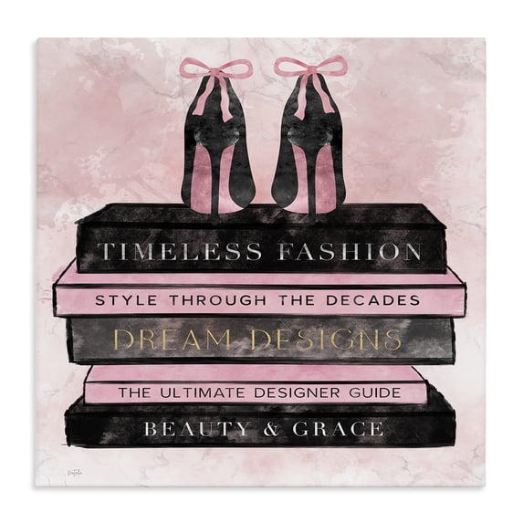 Stupell Industries Modern Blush Fashion Book Stack Canvas Art, 24 x 24, by Natalie Carpentieri
