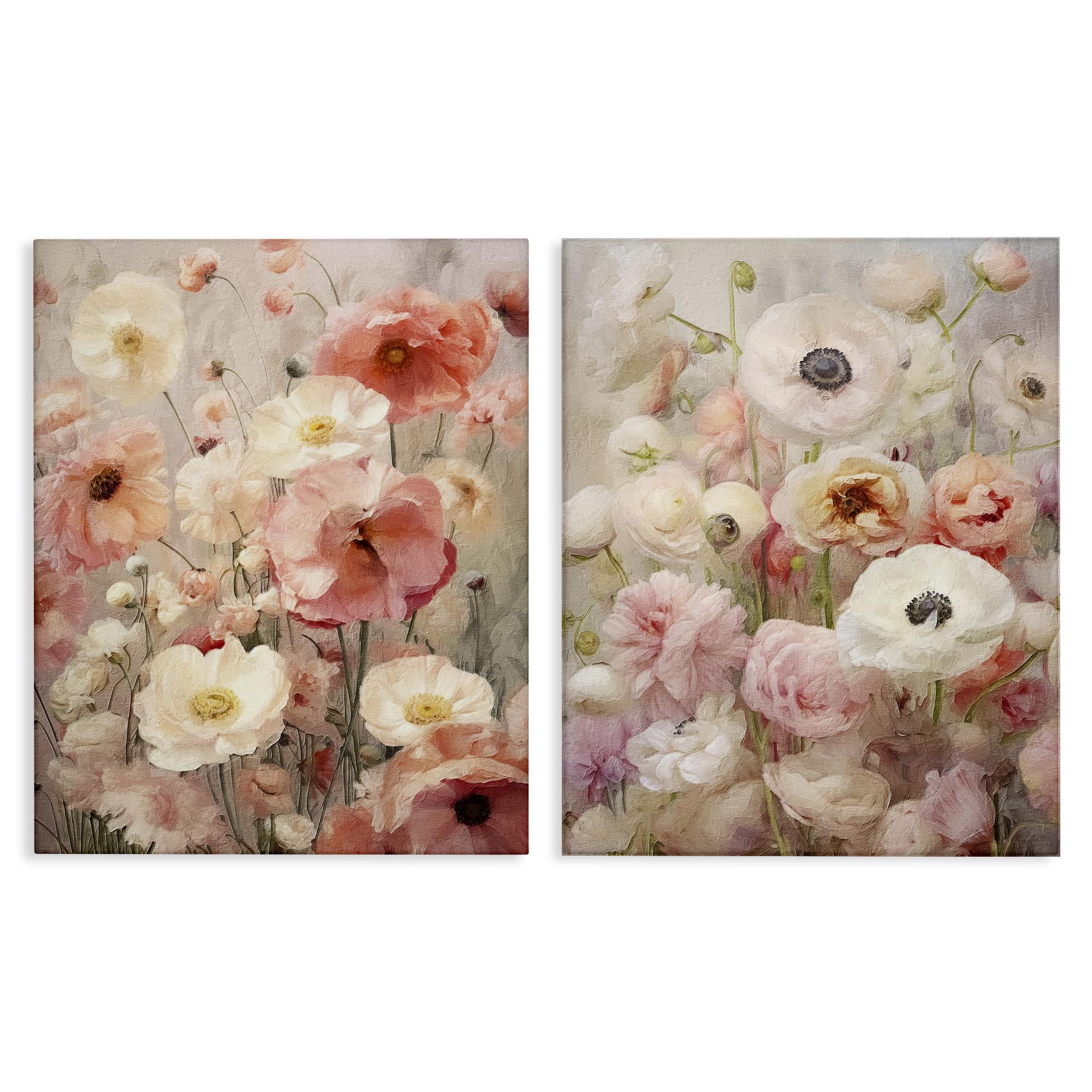 Stupell Industries Blush Floral Flowers Plants & Flowers Painting Wrapped Canvas Art Print Wall Art, 16 x 20, Set of 2
