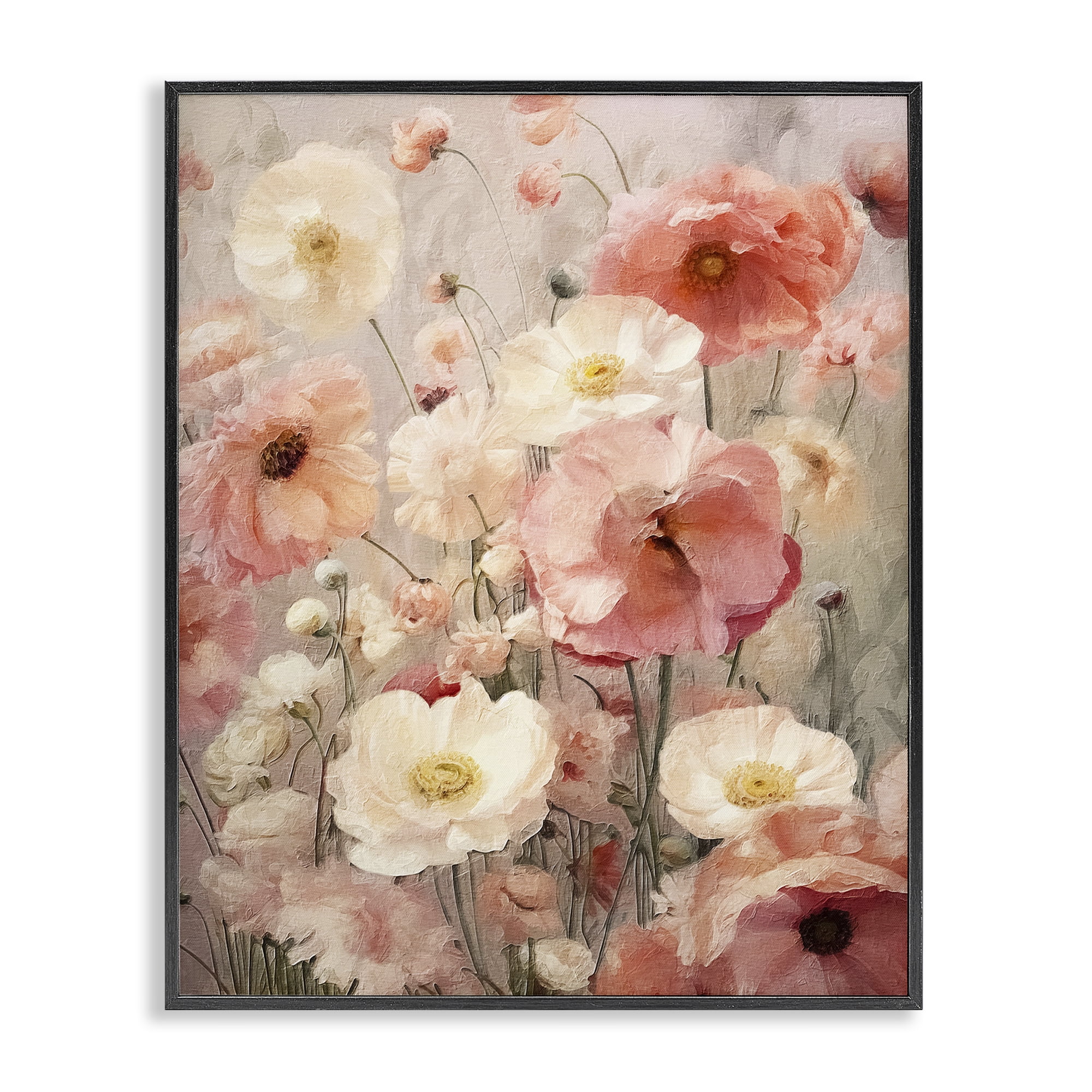Stupell Industries Blush Floral Pattern Botanical & Floral Painting Black Framed Art Print Wall Art, 11 x 14