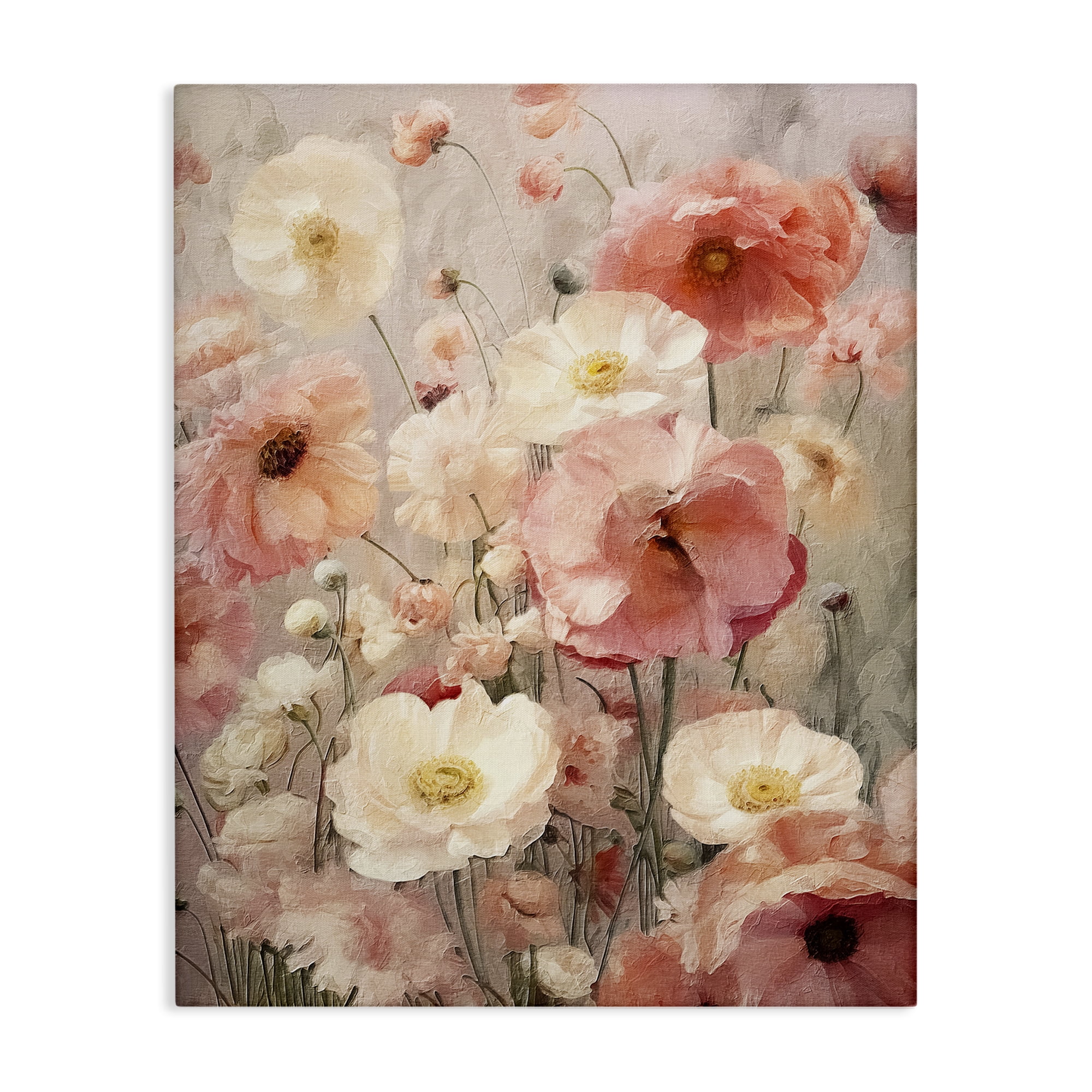 Stupell Industries Blush Floral Pattern Botanical & Floral Painting Gallery Wrapped Canvas Art Print Wall Art, 36 x 48
