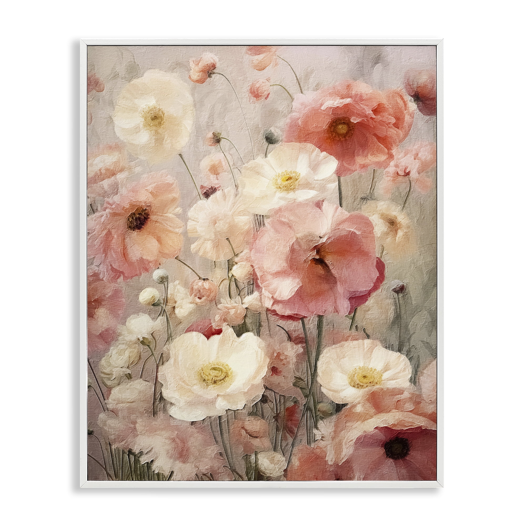 Stupell Industries Blush Floral Pattern Botanical & Floral Painting White Framed Art Print Wall Art, 16 x 20