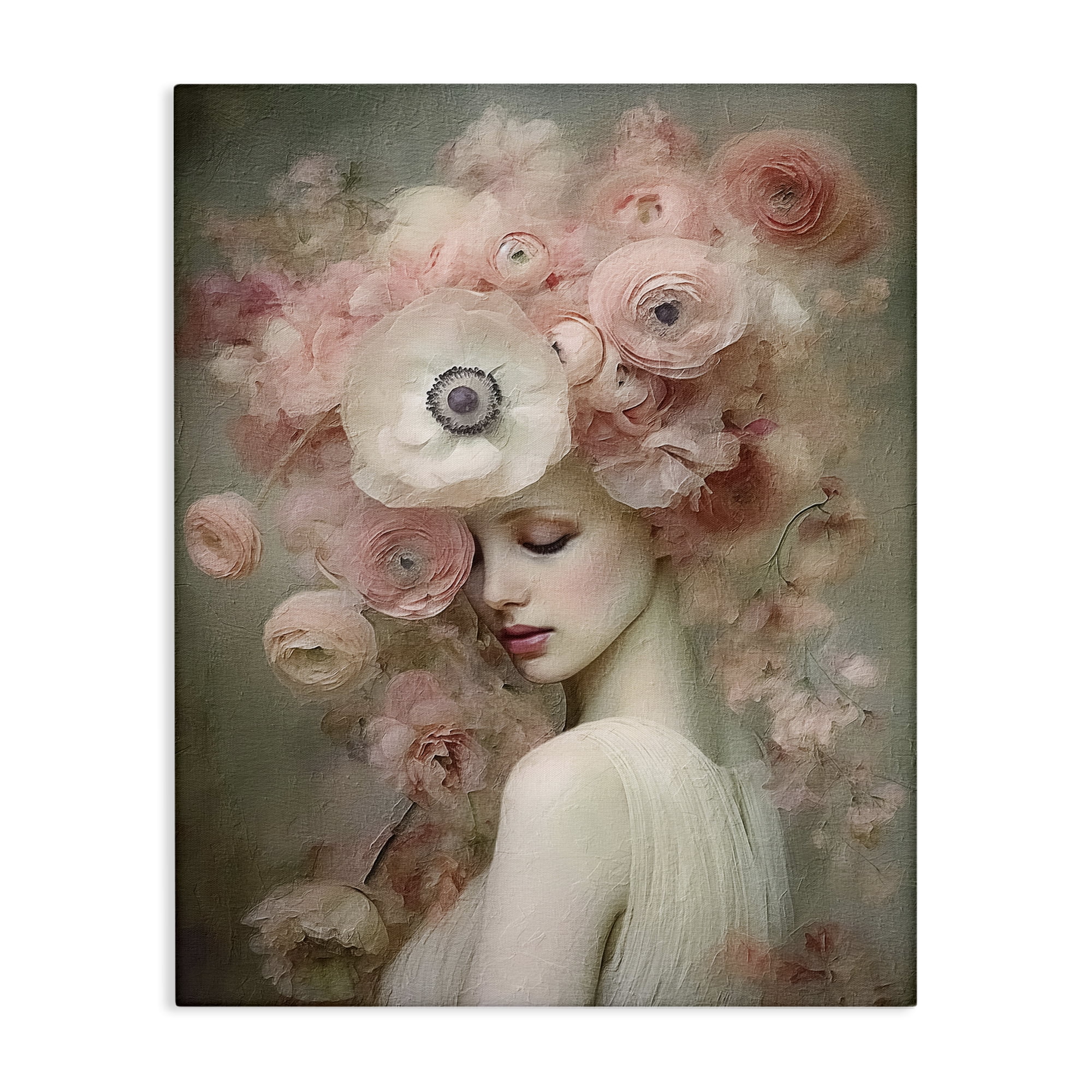 Stupell Industries Blush Florals Portrait Novelty Painting Gallery Wrapped Canvas Art Print Wall Art, 16 x 20