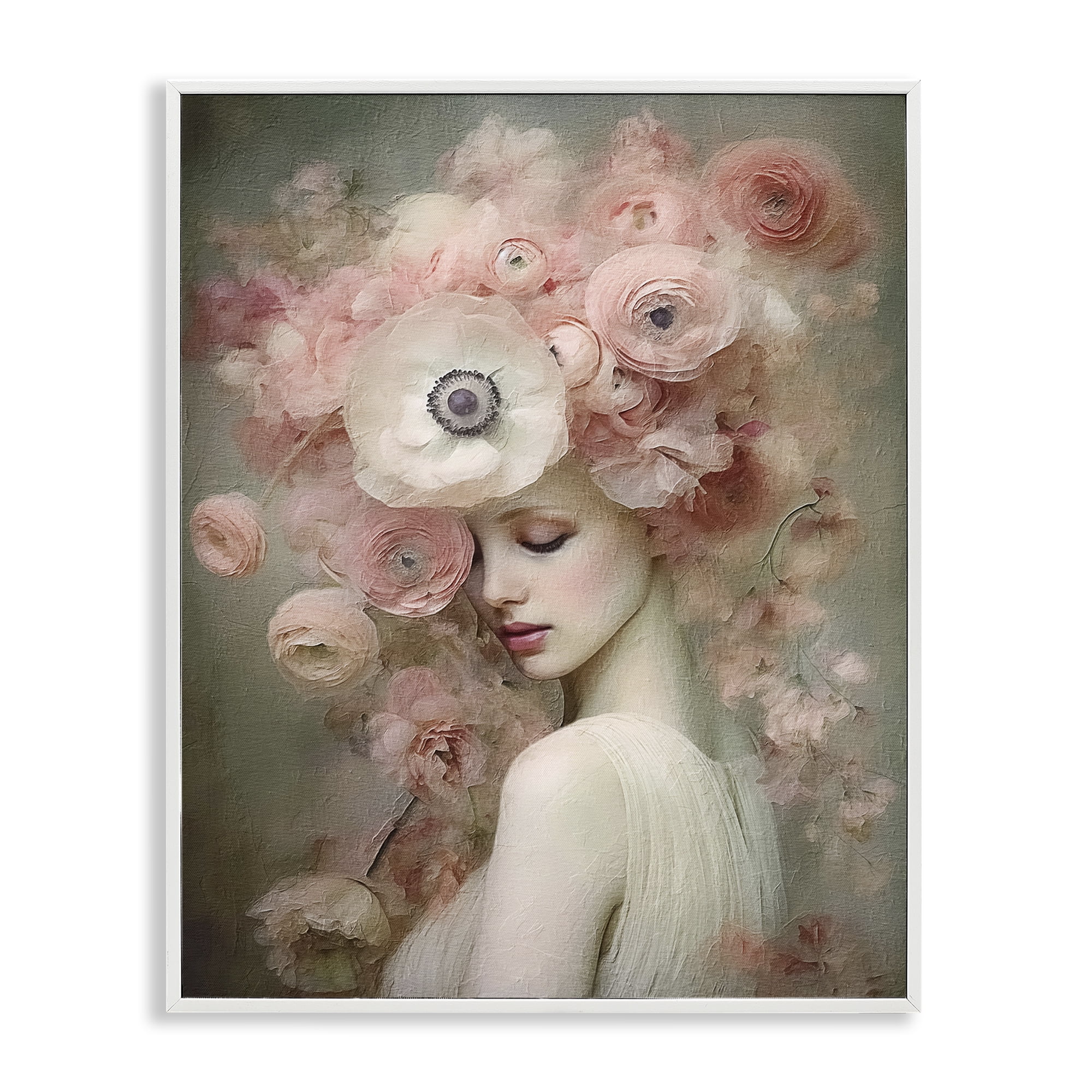 Stupell Industries Blush Florals Portrait Novelty Painting White Framed Art Print Wall Art, 11 x 14