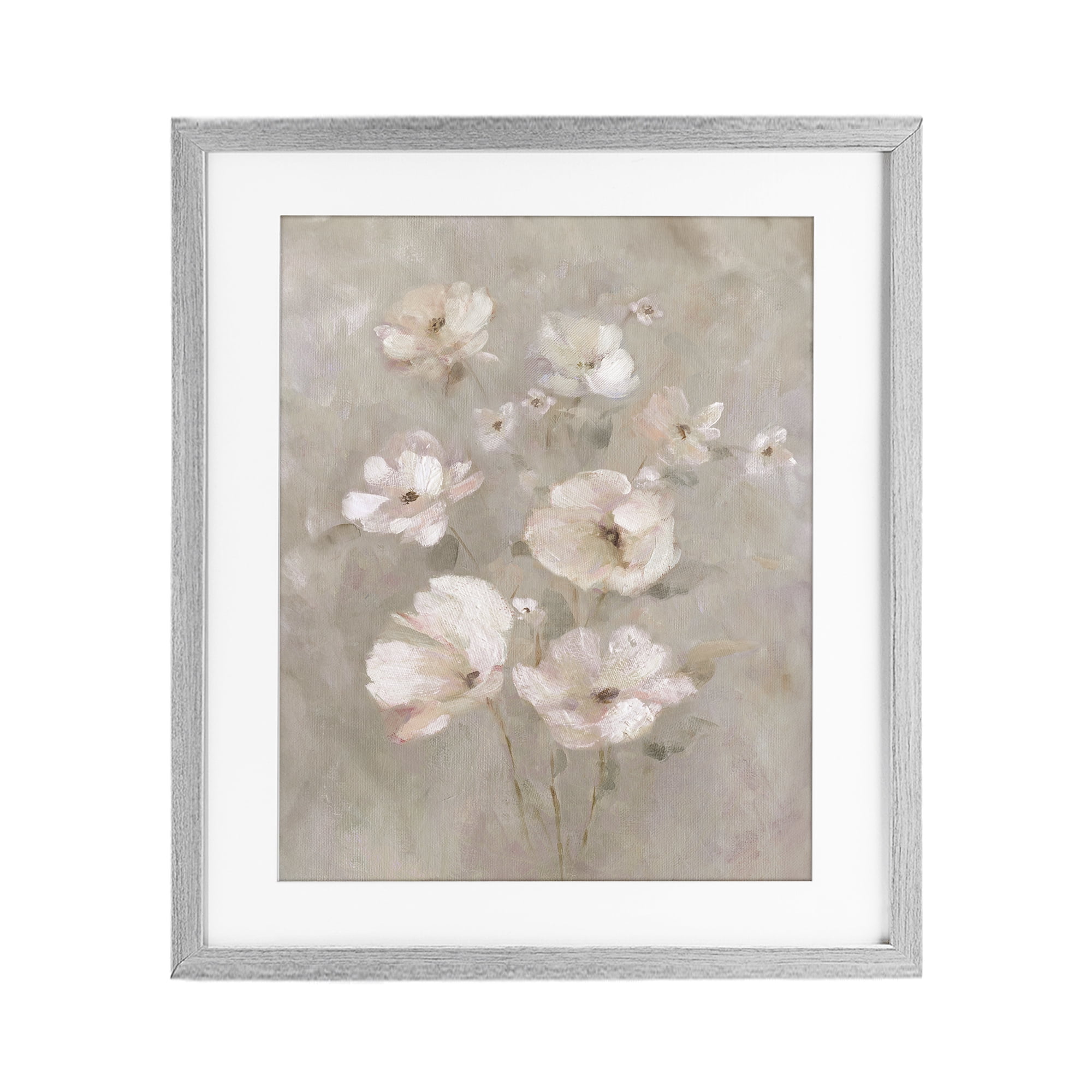 Stupell Industries Blush Florals over Beige Gray Framed Print Under Glass, design by Carol Robinson