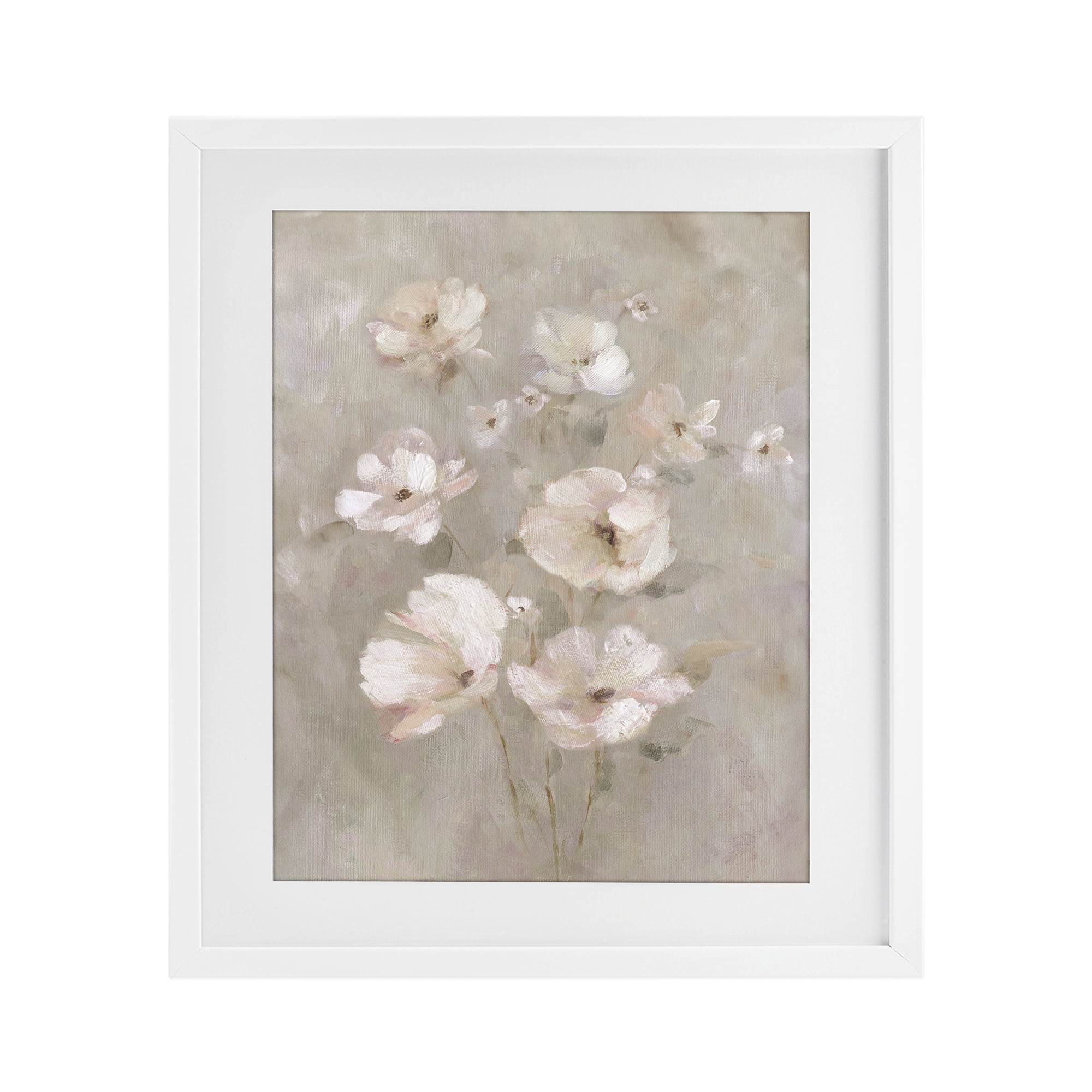 Stupell Industries Blush Florals over Beige White Framed Print Under Glass, design by Carol Robinson