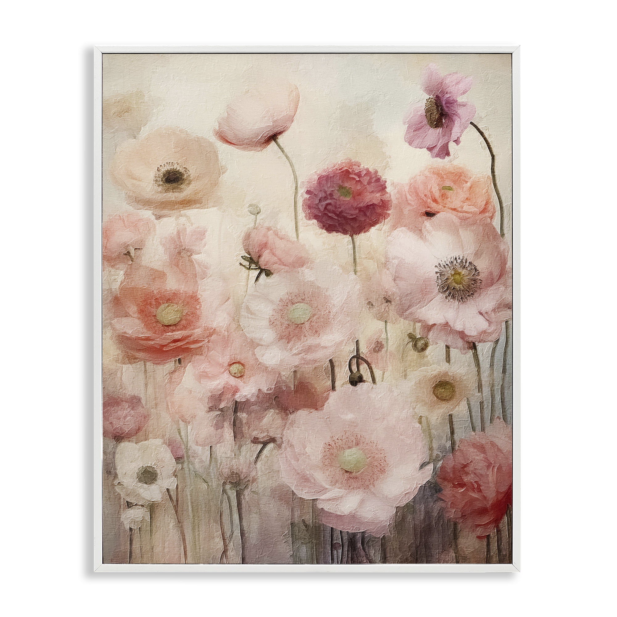 Stupell Industries Blush Flower Garden Botanical & Floral Painting White Framed Art Print Wall Art, 16 x 20