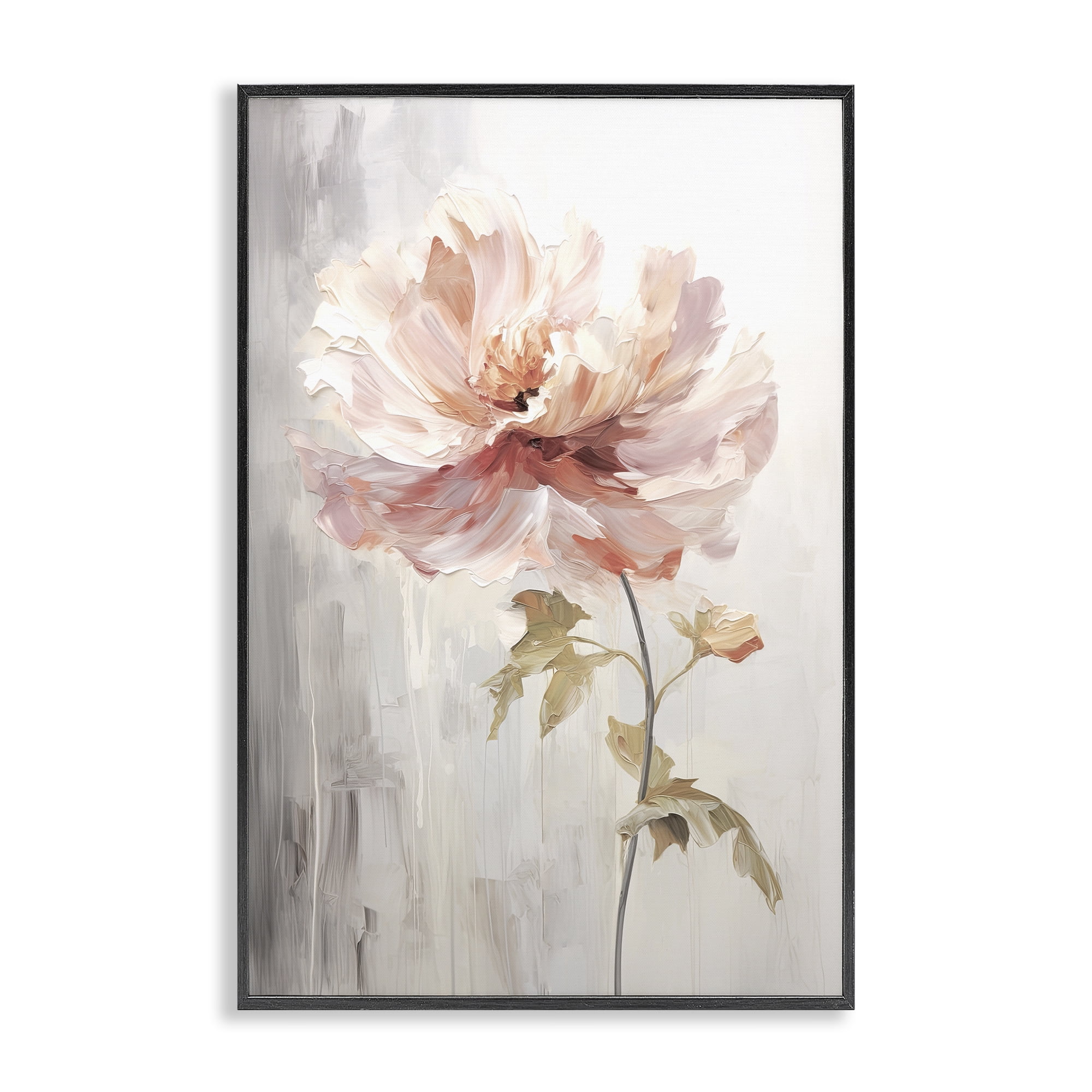 Stupell Industries Blush Flower Sprout Plants & Flowers Painting Black Framed Art Print Wall Art, 16 x 24