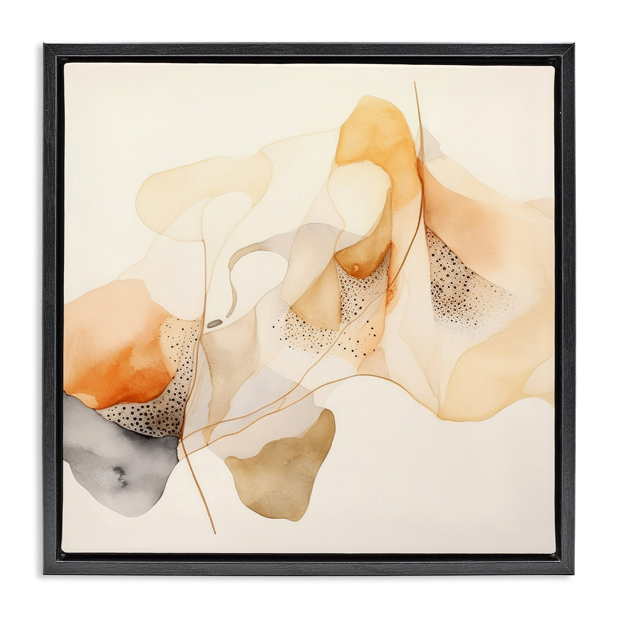 Stupell Industries Blush Fluid Abstraction Abstract Painting Black Floater Framed Canvas Art Print Wall Art, 18 x 18