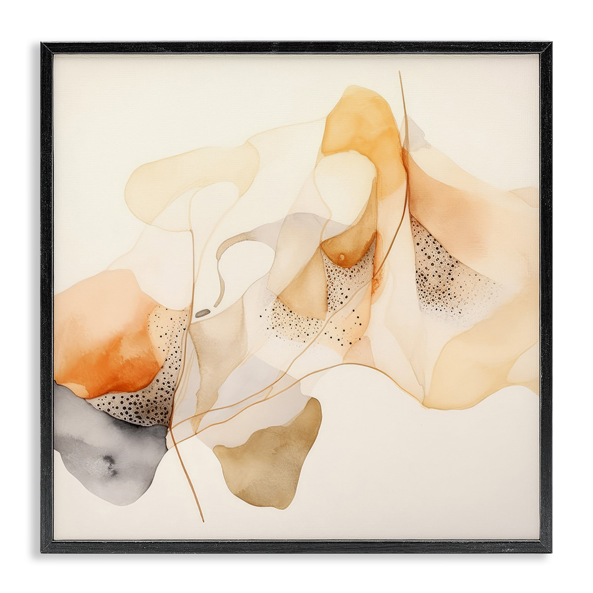 Stupell Industries Blush Fluid Abstraction Abstract Painting Black Framed Art Print Wall Art, 17 x 17