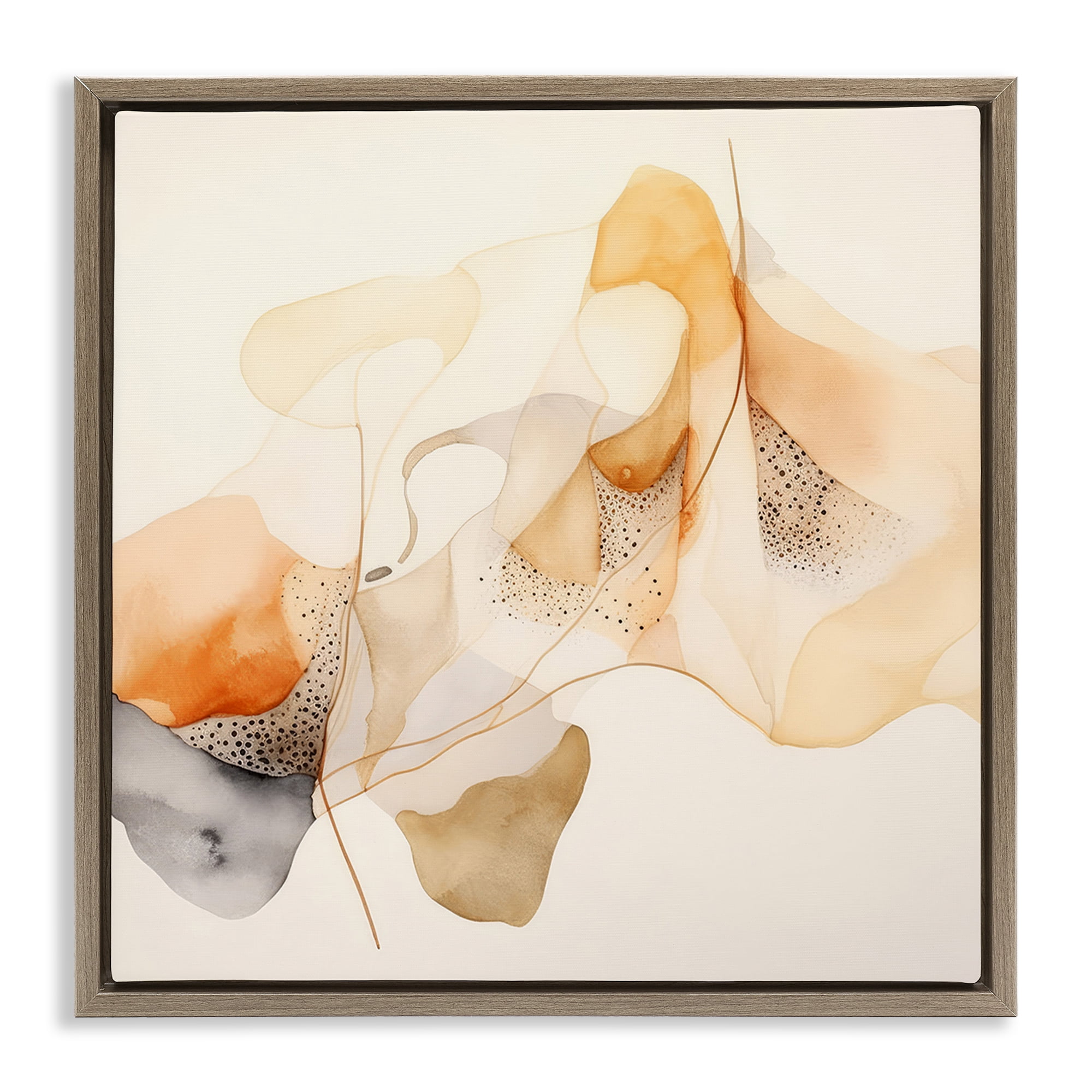 Stupell Industries Blush Fluid Abstraction Abstract Painting Brown Floater Framed Canvas Art Print Wall Art, 25 x 25