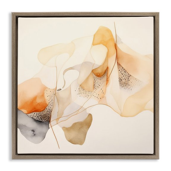 Stupell Industries Blush Fluid Abstraction Abstract Painting Brown Floater Framed Canvas Art Print Wall Art, 25 x 25