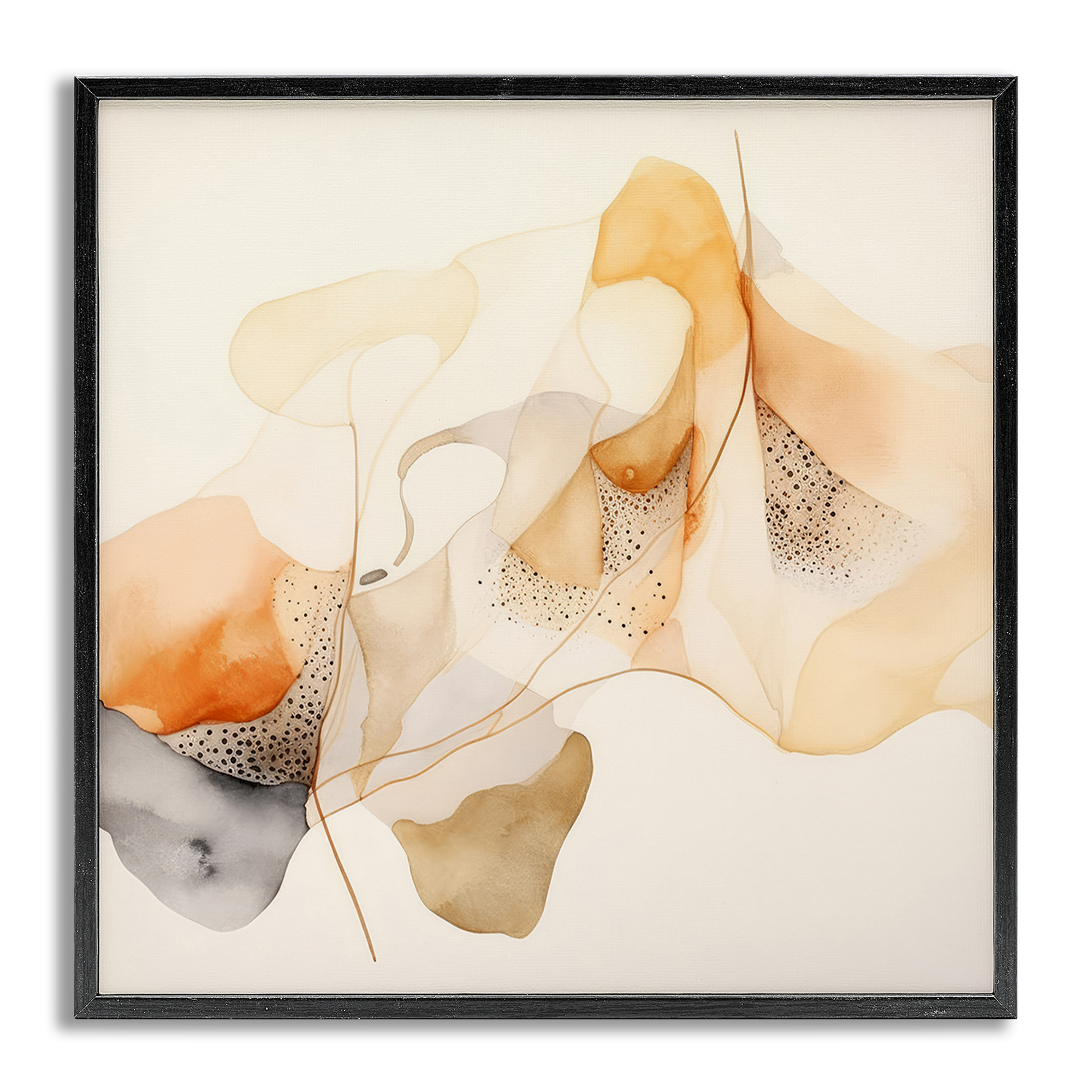 Stupell Industries Blush Fluid Abstraction Abstract Painting Gray Framed Art Print Wall Art, 12 x 12