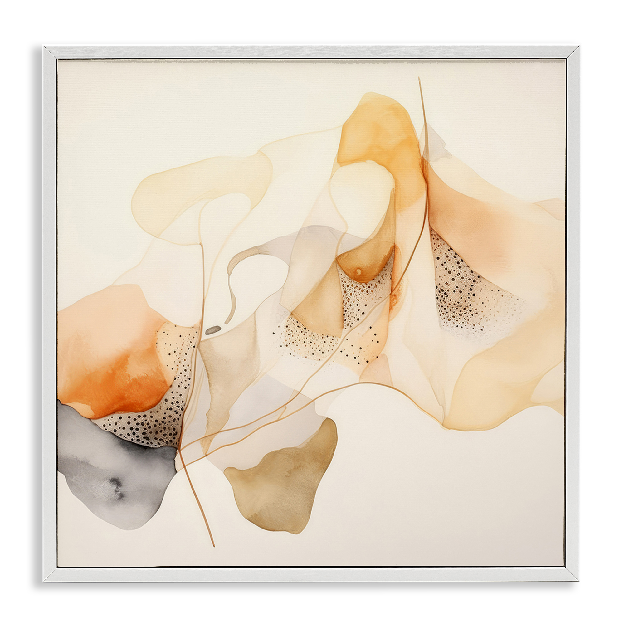 Stupell Industries Blush Fluid Abstraction Abstract Painting White Framed Art Print Wall Art, 17 x 17