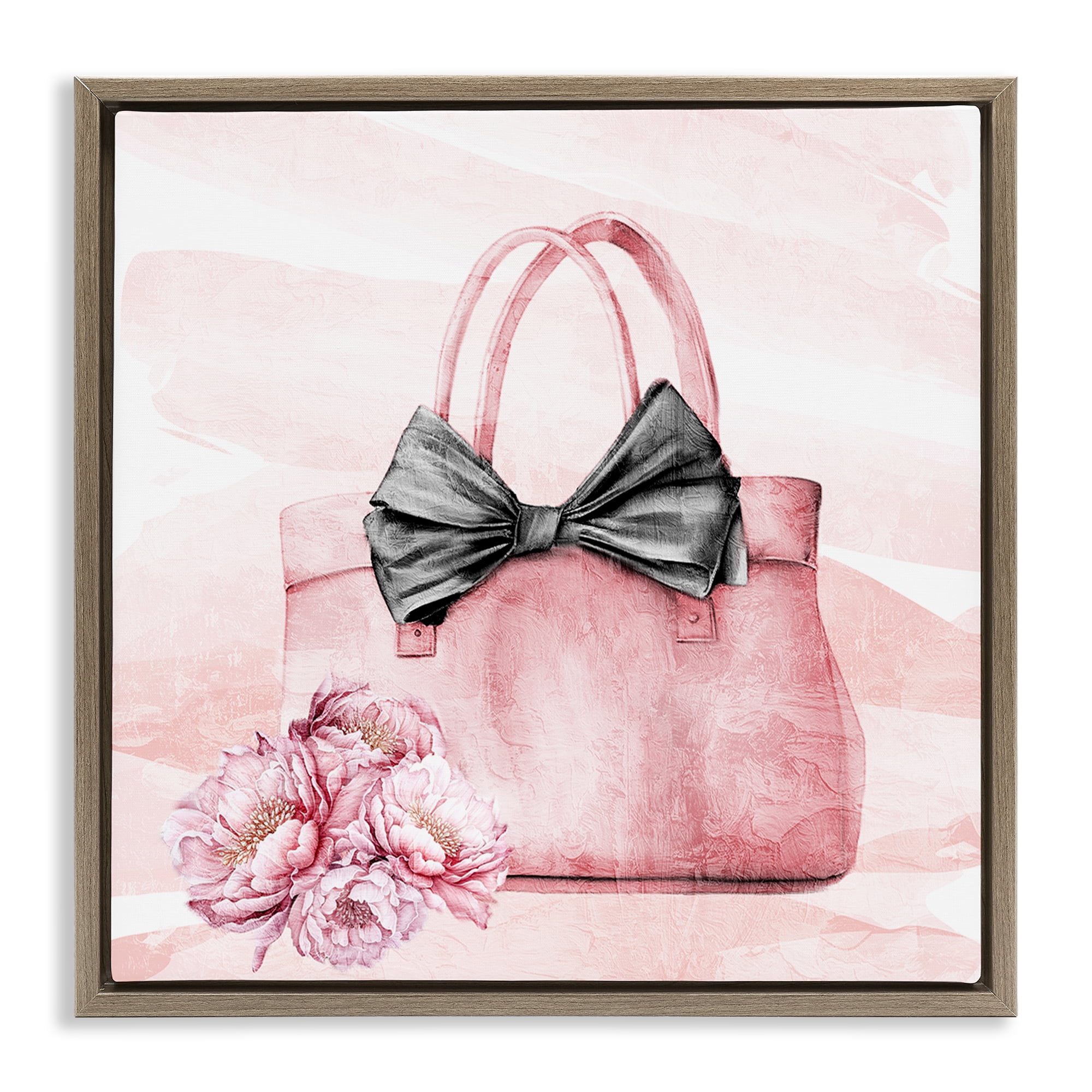 Stupell Industries Blush Glam Time Bag Brown Framed Floater Canvas Wall Art, design by Kim Allen