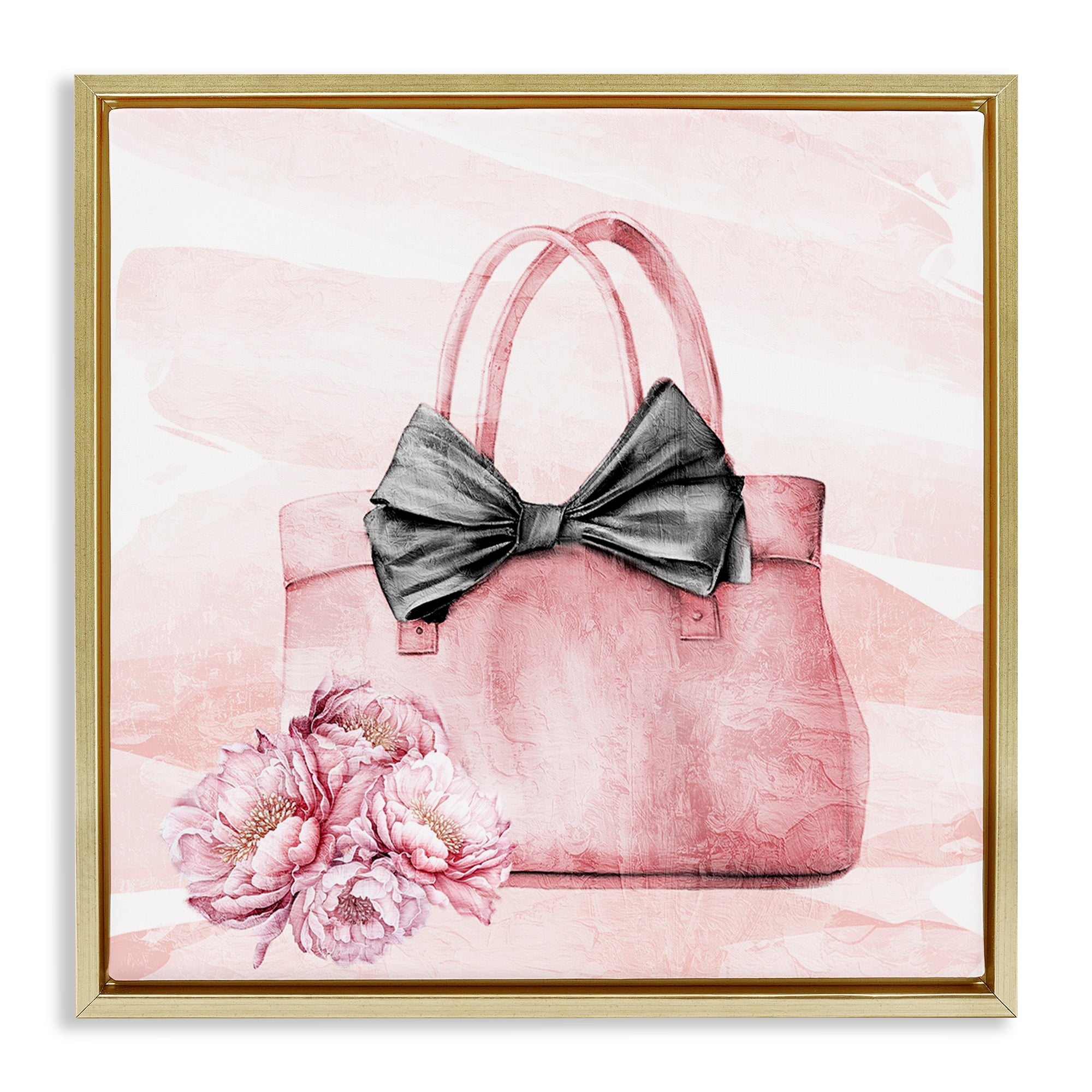 Stupell Industries Blush Glam Time Bag Gold Framed Floater Canvas Wall Art, design by Kim Allen