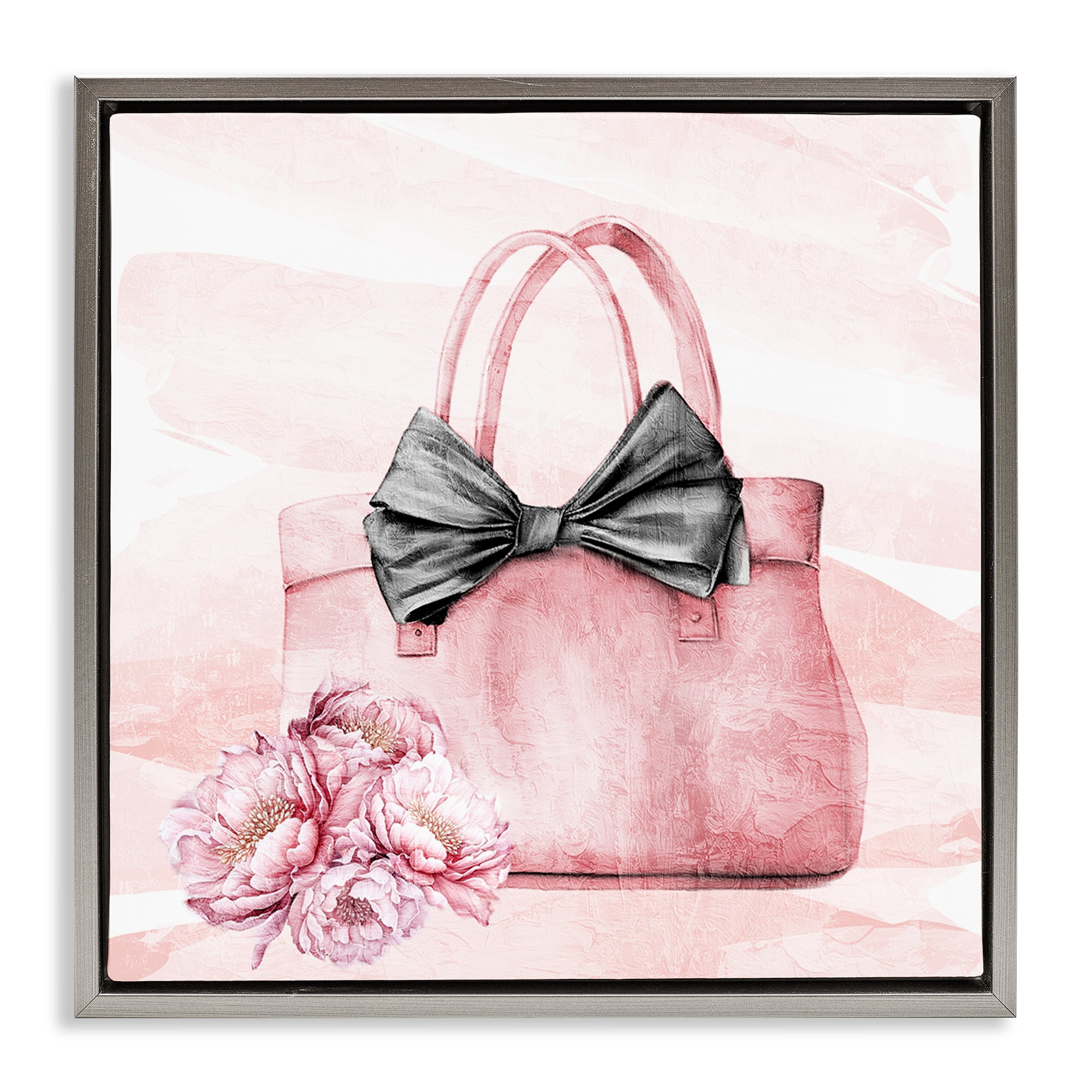 Stupell Industries Blush Glam Time Bag Gray Framed Floater Canvas Wall Art, design by Kim Allen