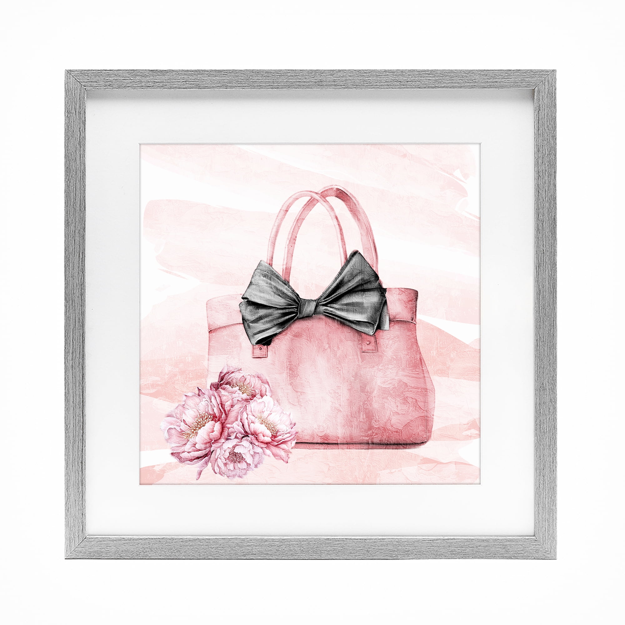 Stupell Industries Blush Glam Time Bag Gray Framed Print Under Glass, design by Kim Allen