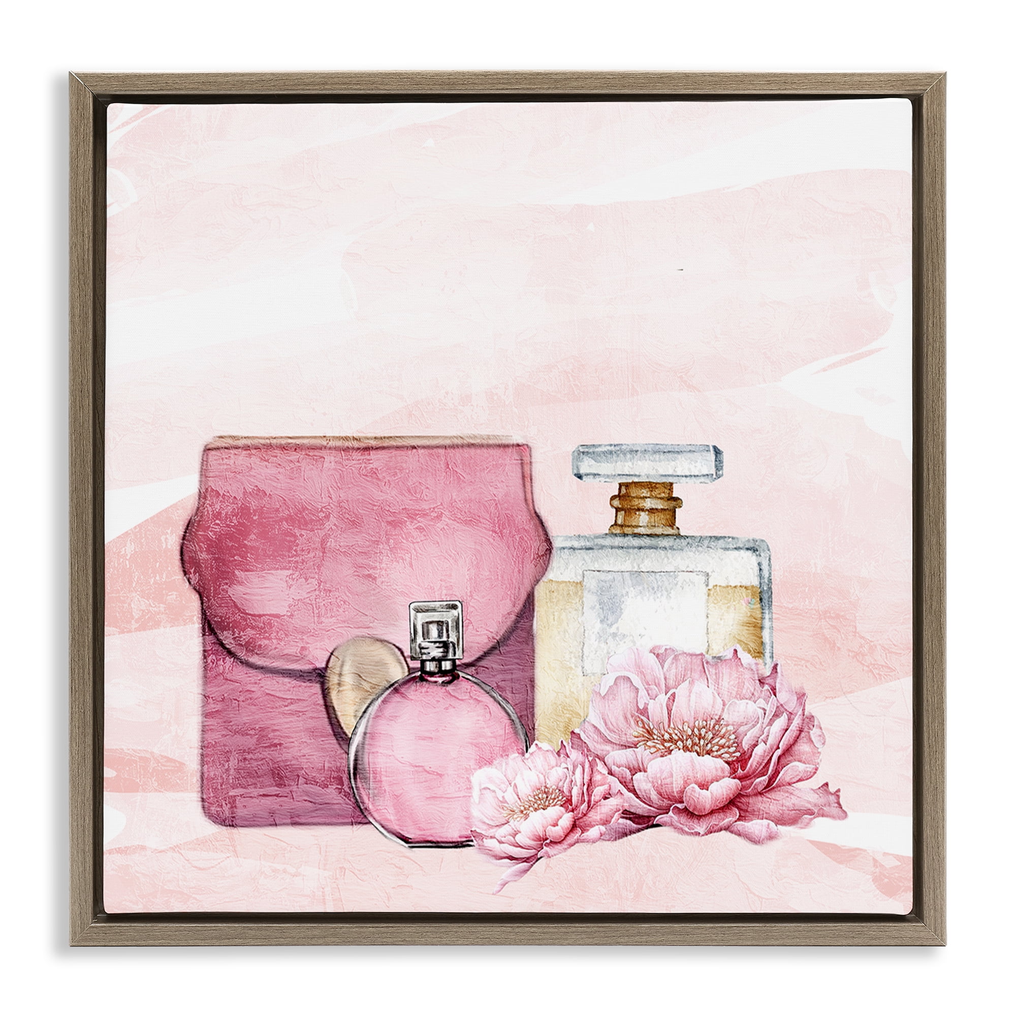 Stupell Industries Blush Glam Time Collection Brown Framed Floater Canvas Wall Art, design by Kim Allen