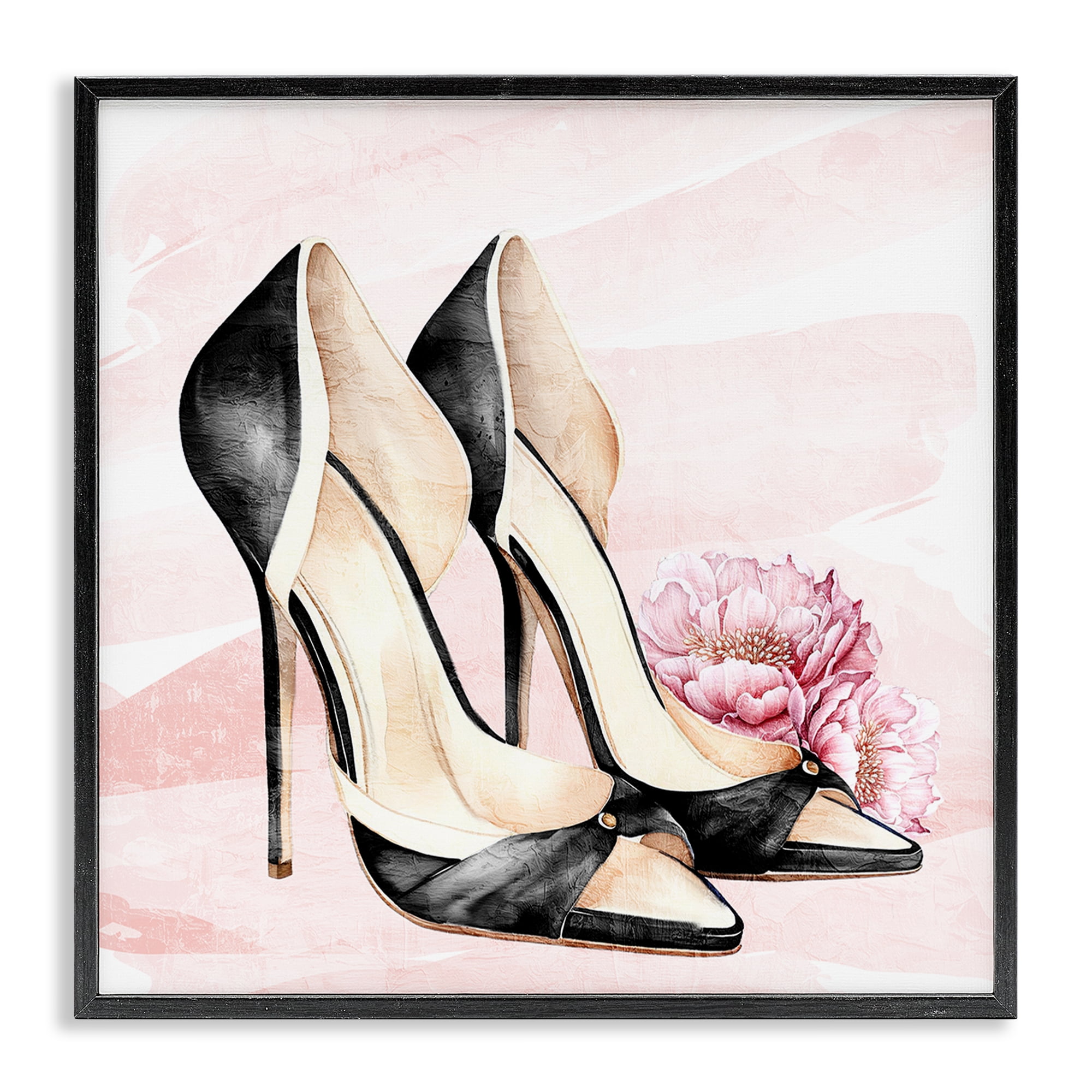 Stupell Industries Blush Glam Time Shoes Black Framed Giclee Art, design by Kim Allen