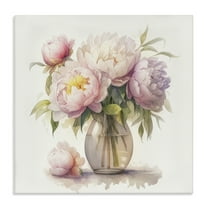 Stupell Industries Blush Peonies Vase Plants & Flowers Painting Wrapped Canvas Art Print Wall Art, 17 x 17