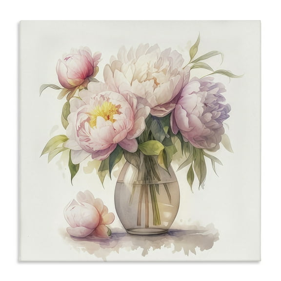 Stupell Industries Blush Peonies Vase Plants & Flowers Painting Wrapped Canvas Art Print Wall Art, 17 x 17