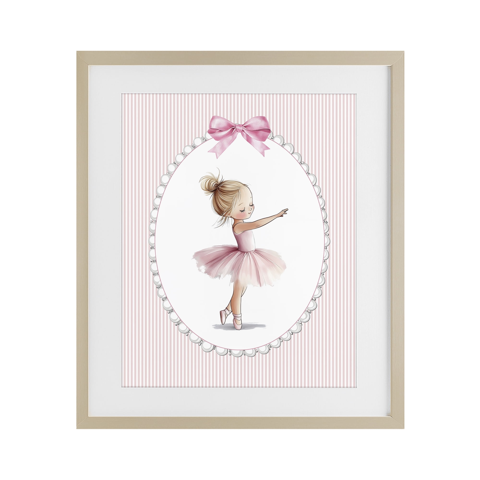 Stupell Industries Blush Pink Ballerina Birch Framed Print Under Glass, design by Christine Simpson Art