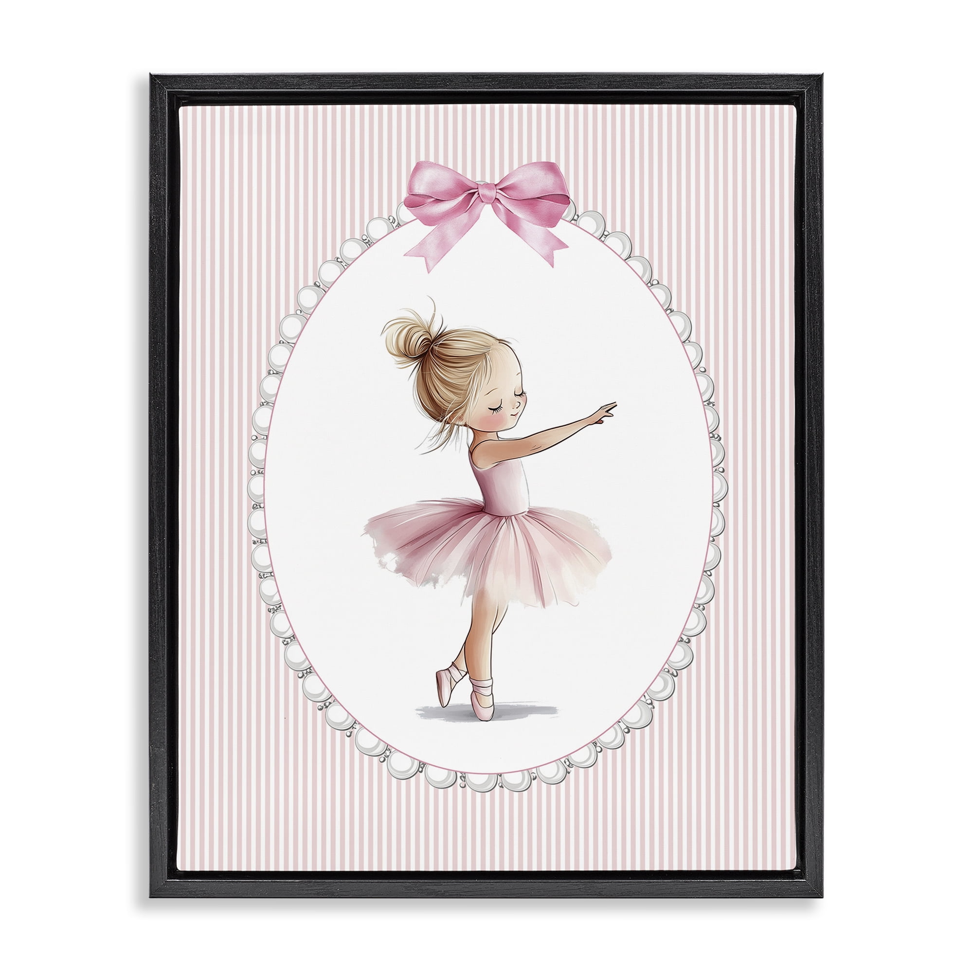 Stupell Industries Blush Pink Ballerina Black Framed Floater Canvas Wall Art, design by Christine Simpson Art
