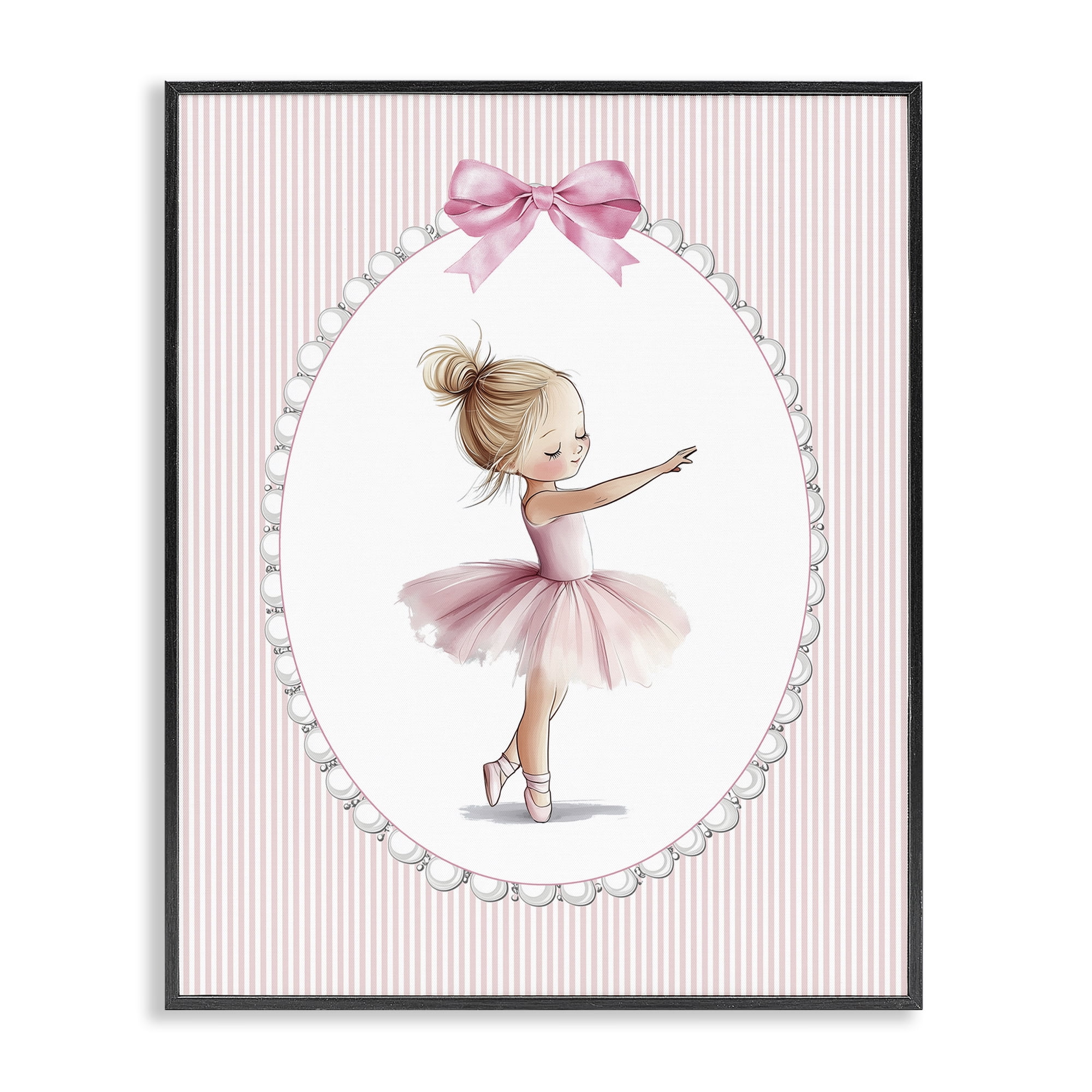 Stupell Industries Blush Pink Ballerina Black Framed Giclee Art, design by Christine Simpson Art