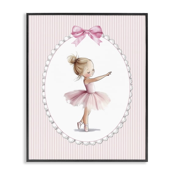 Stupell Industries Shabby Chic Blush Pink Ballerina Black Framed Giclee Art, 11 x 14, by Christine Simpson Art