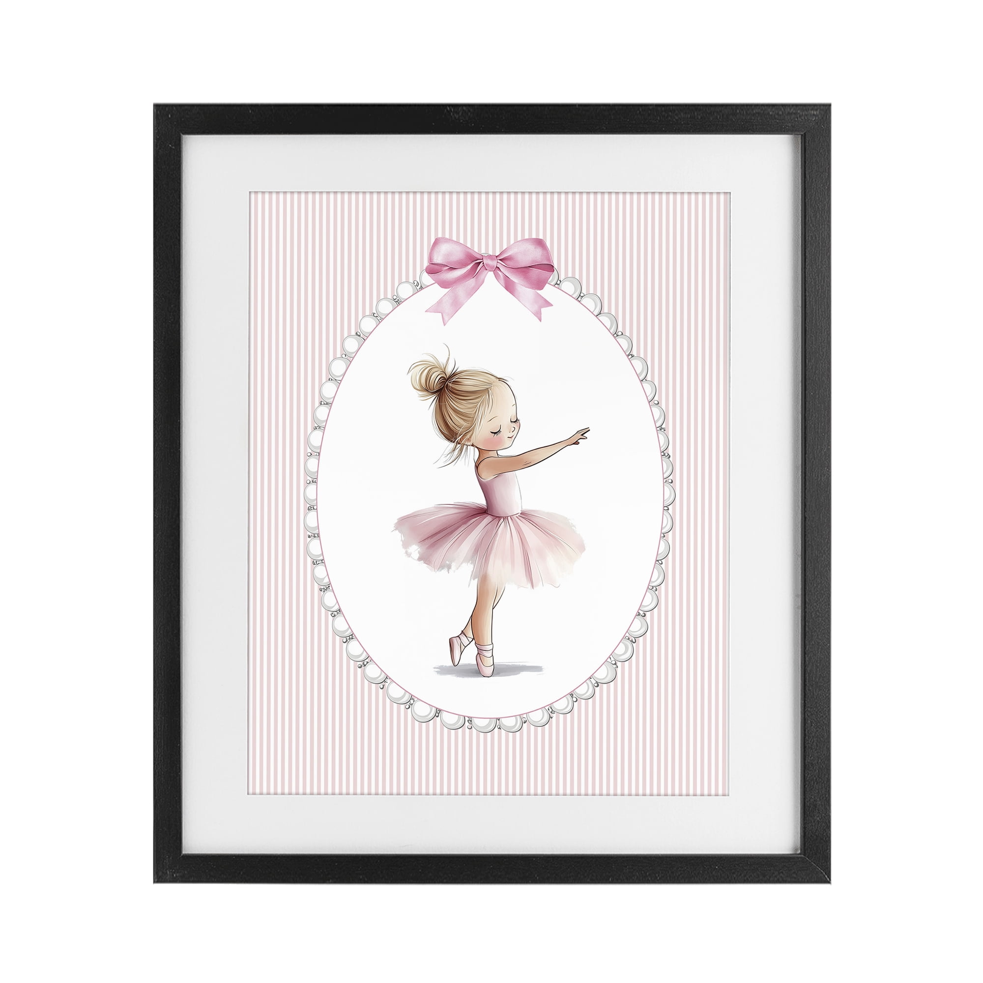 Stupell Industries Blush Pink Ballerina Black Framed Print Under Glass, design by Christine Simpson Art