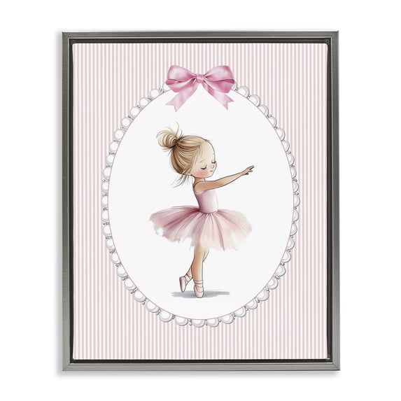 Stupell Industries Shabby Chic Blush Pink Ballerina Gray Floating Frame Canvas Art, 25 x 31, by Christine Simpson Art