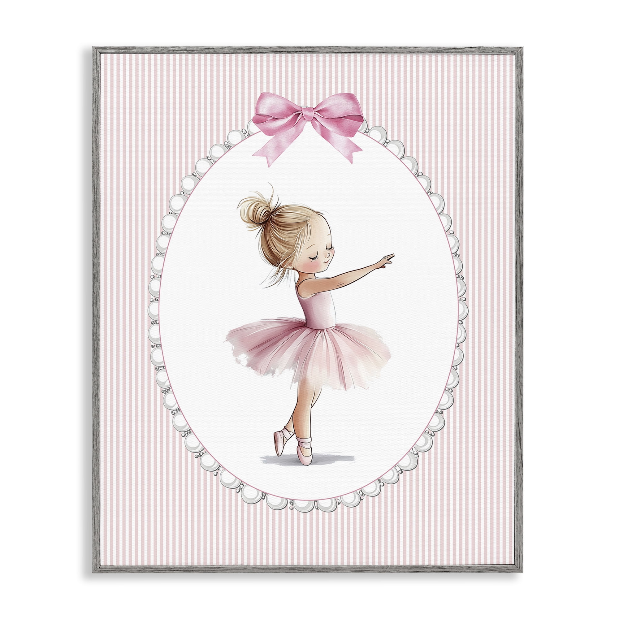 Stupell Industries Blush Pink Ballerina Gray Framed Giclee Art, design by Christine Simpson Art