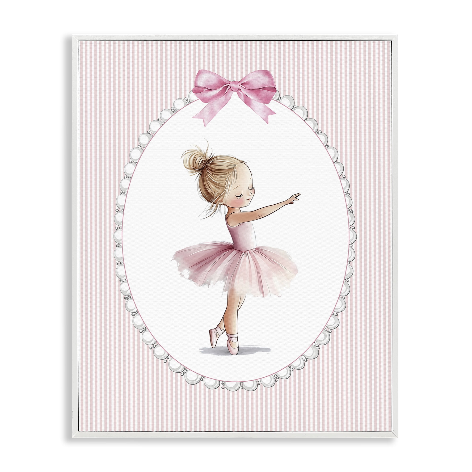 Stupell Industries Blush Pink Ballerina White Framed Giclee Art, design by Christine Simpson Art
