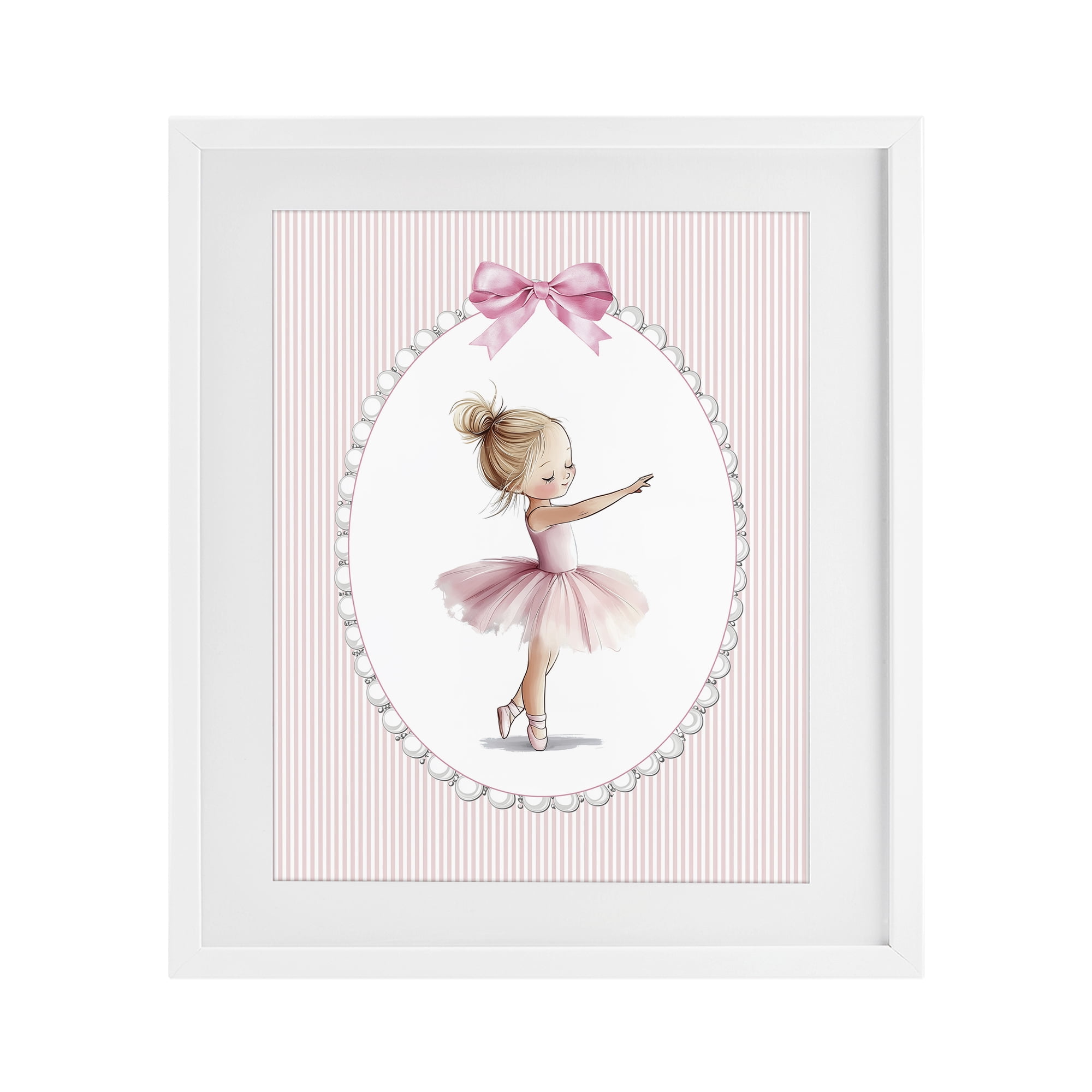 Stupell Industries Blush Pink Ballerina White Framed Print Under Glass, design by Christine Simpson Art