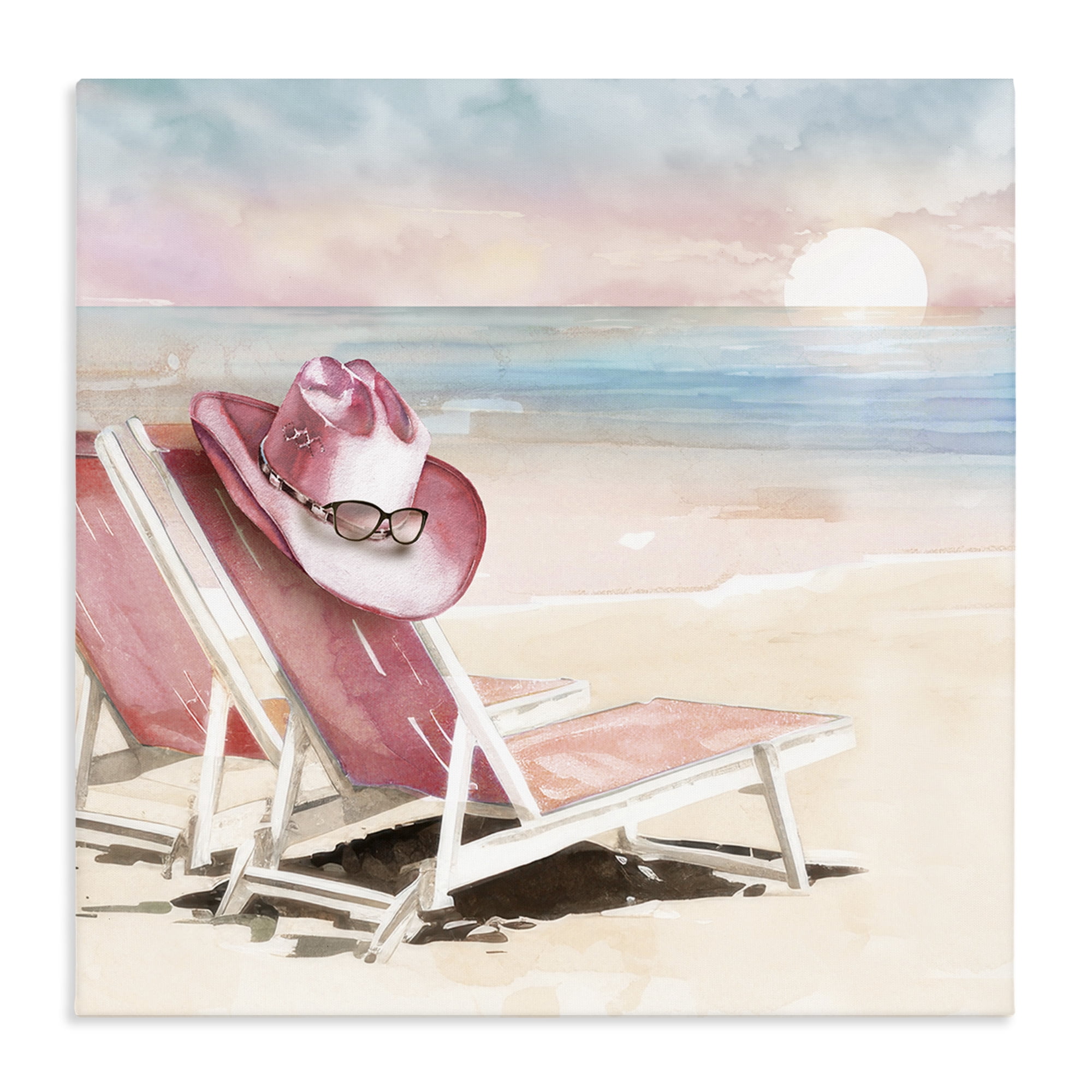 Stupell Industries Blush Pink Beach Chairs Canvas Wall Art, design by Paul Mathenia