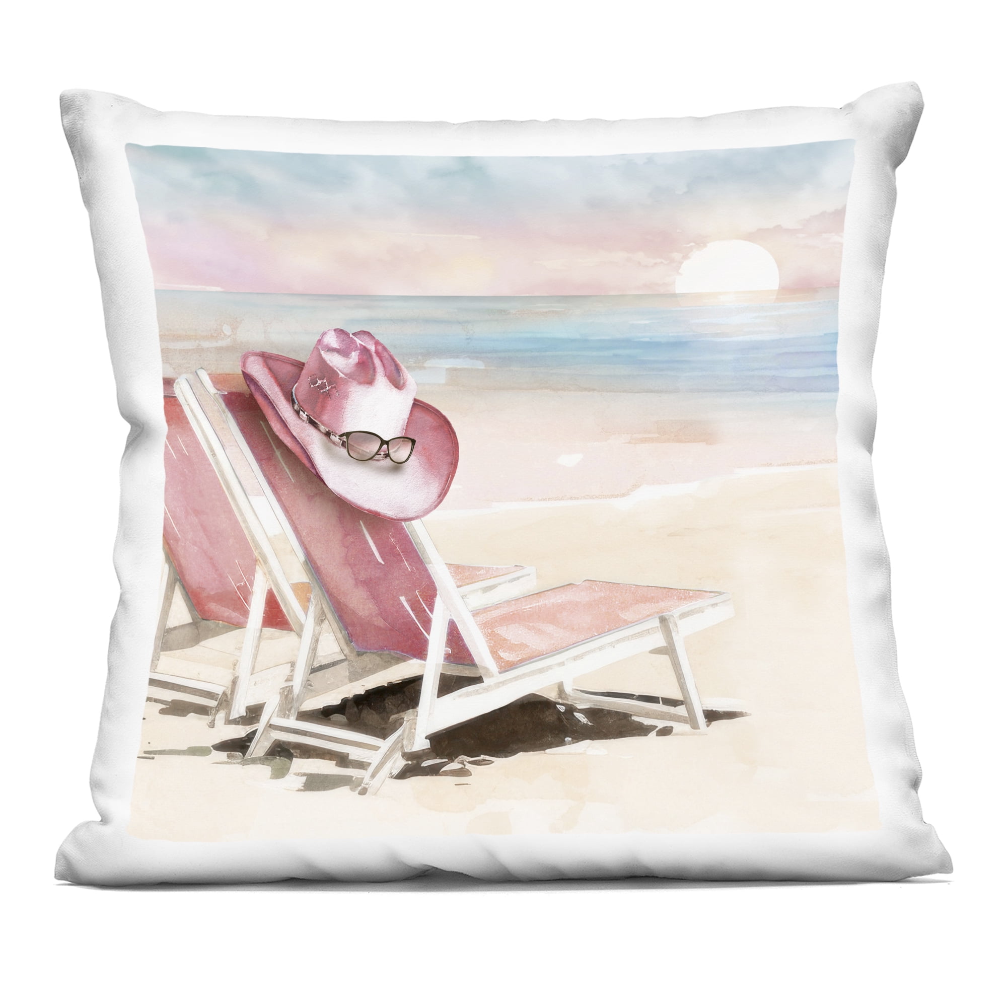 Stupell Industries Blush Pink Beach Chairs Decorative Printed Throw Pillow, design by Paul Mathenia, 18 x 7 x 18