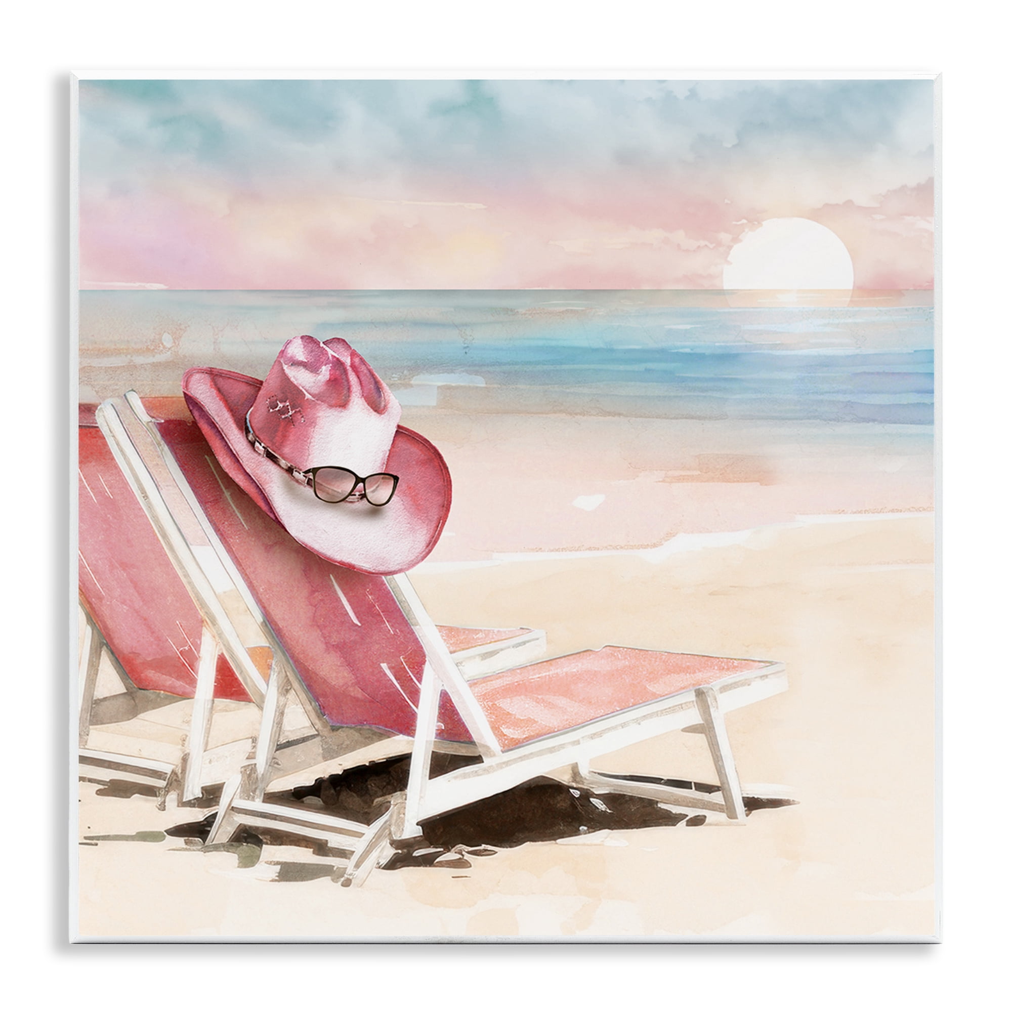 Stupell Industries Blush Pink Beach Chairs Wall Plaque Art, design by Paul Mathenia