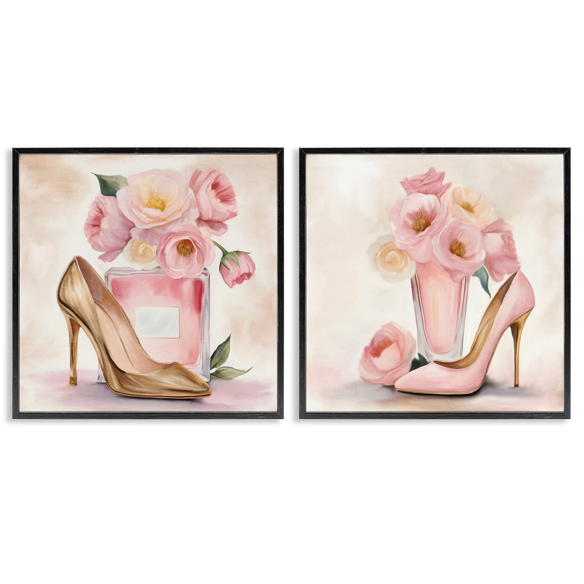 Stupell Industries Blush Pink Beauty 2 Piece Black Framed Giclee Art Set, design by Kim Allen