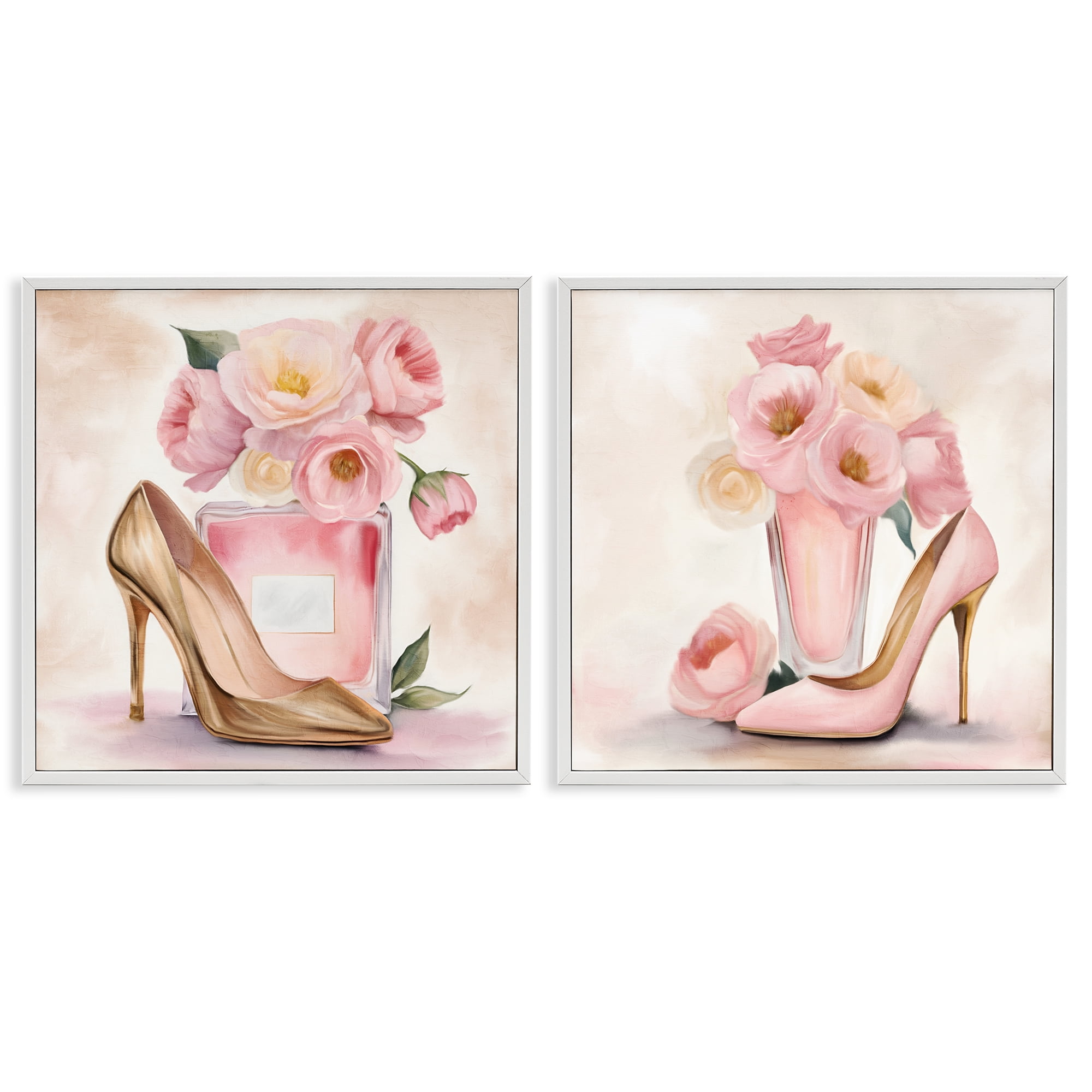Stupell Industries Blush Pink Beauty 2 Piece White Framed Giclee Art Set, design by Kim Allen