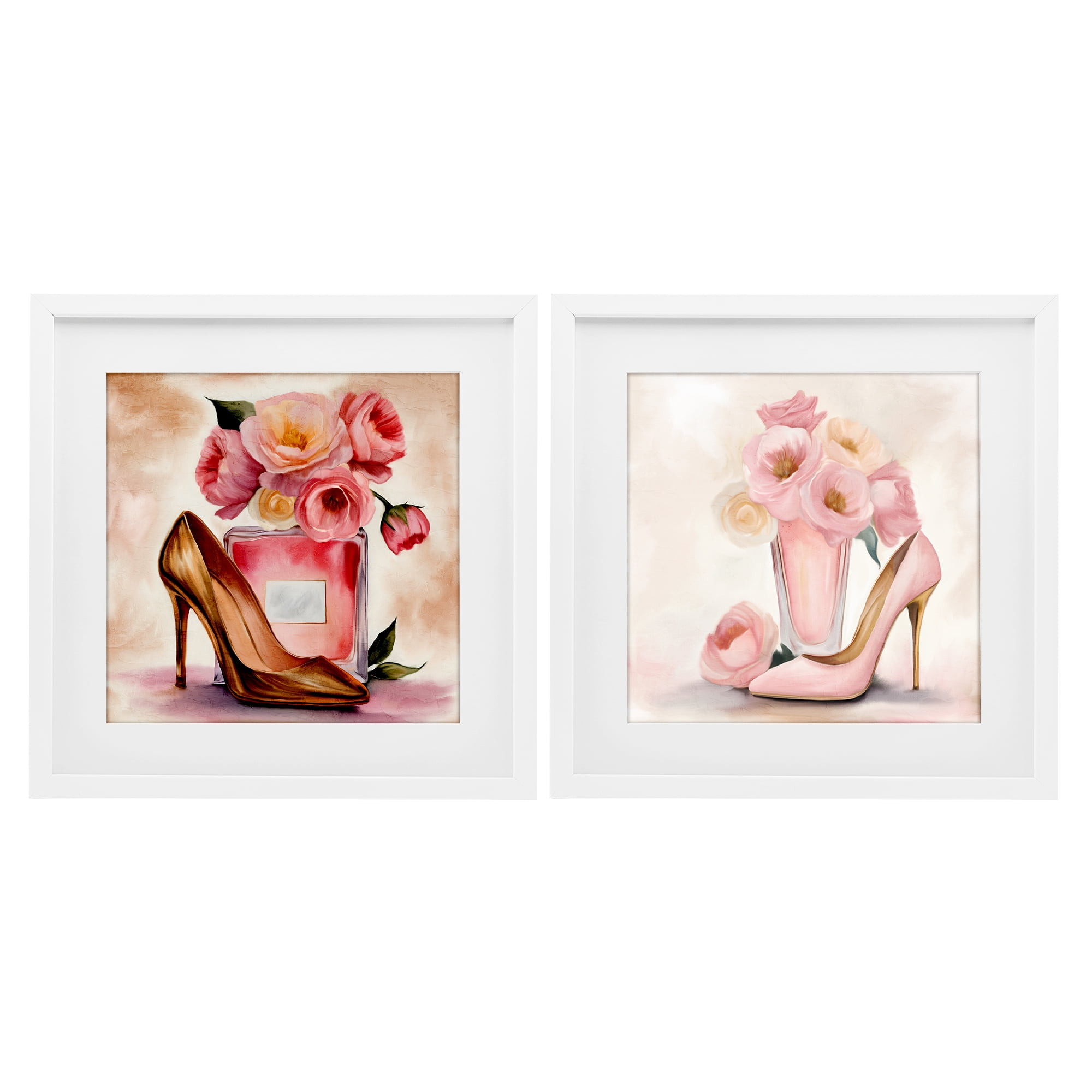 Stupell Industries Blush Pink Beauty 2 Piece White Framed Print Under Glass Set, design by Kim Allen