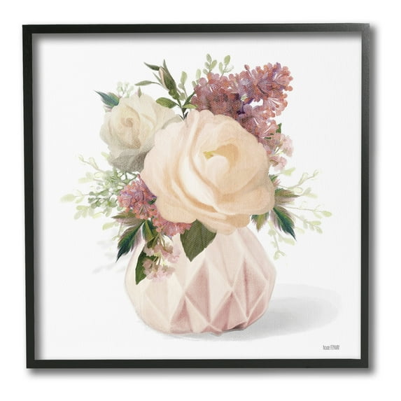 Stupell Industries Blush Pink Bouquet Botanical & Floral Painting Black Framed Art Print Wall Art, 12 x 12