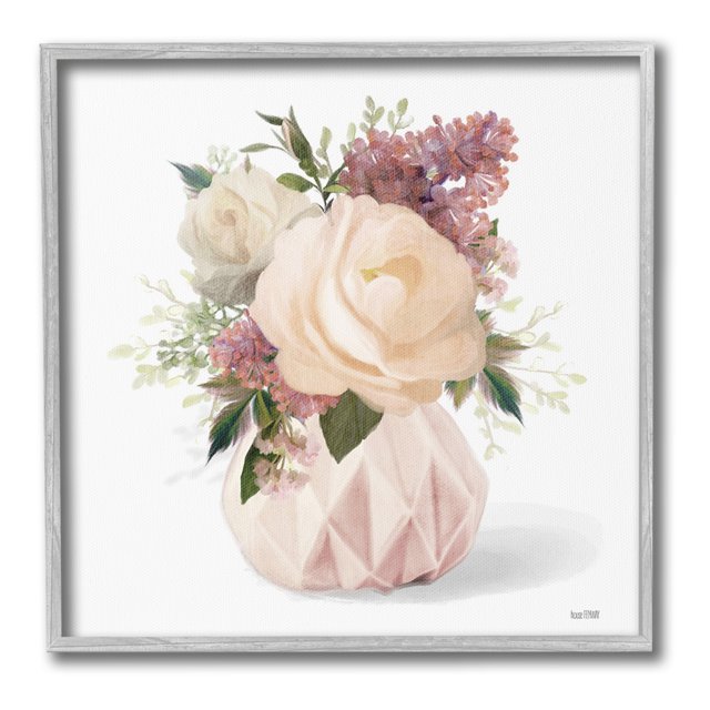 Stupell Industries Blush Pink Bouquet Botanical & Floral Painting Gray