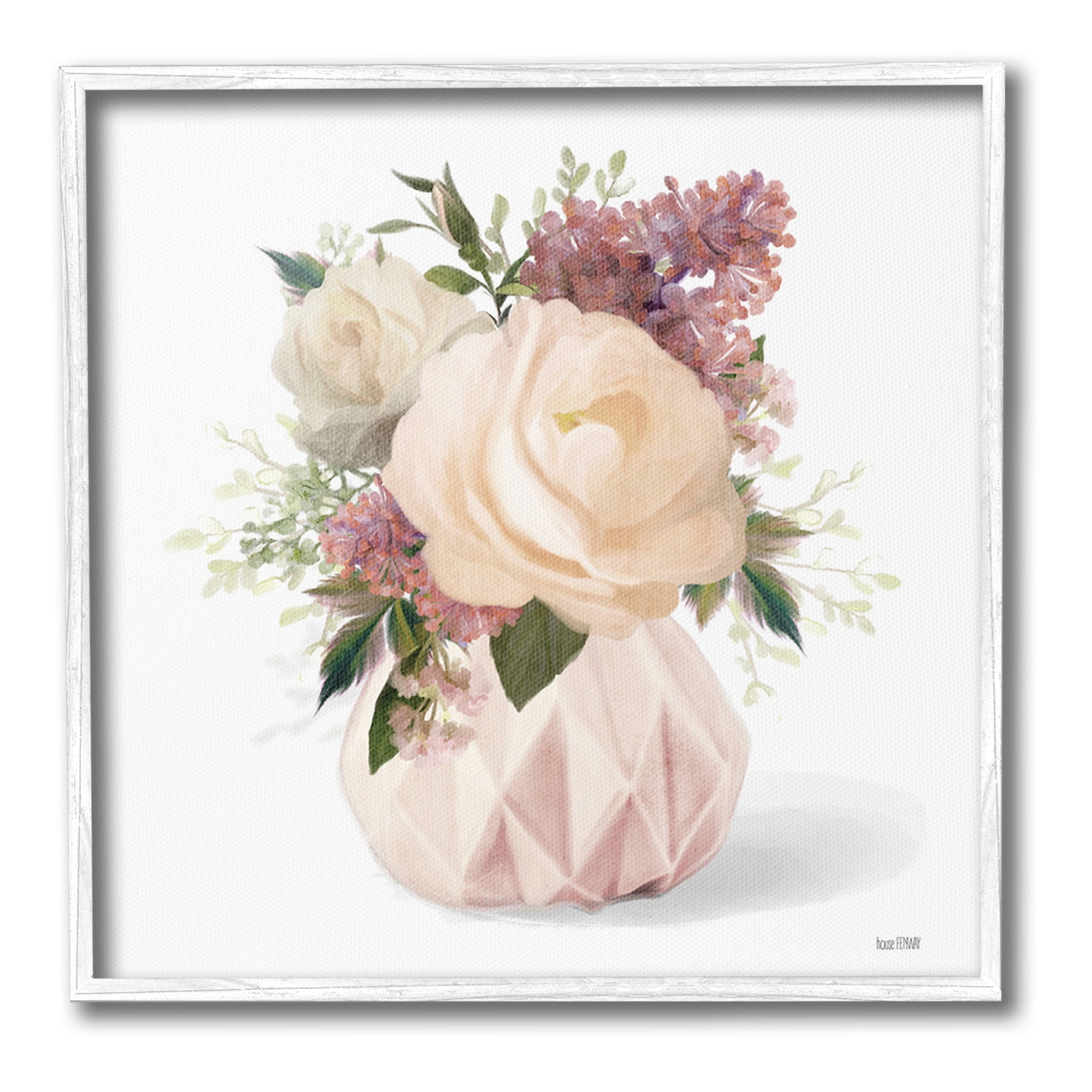Stupell Industries Blush Pink Bouquet Botanical & Floral Painting White Framed Art Print Wall Art, 17 x 17