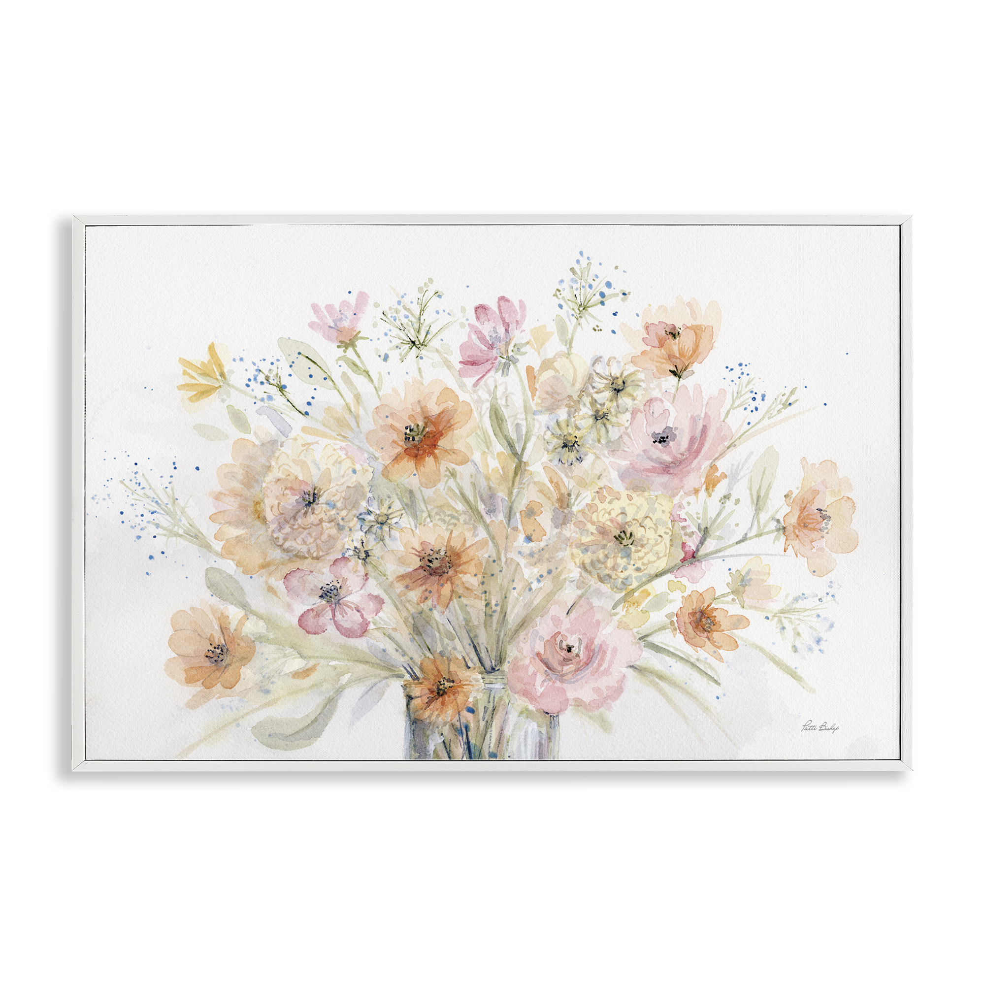 Stupell Industries Blush Pink Bouquet Plants & Flowers Painting White Framed Art Print Wall Art, 30 x 20