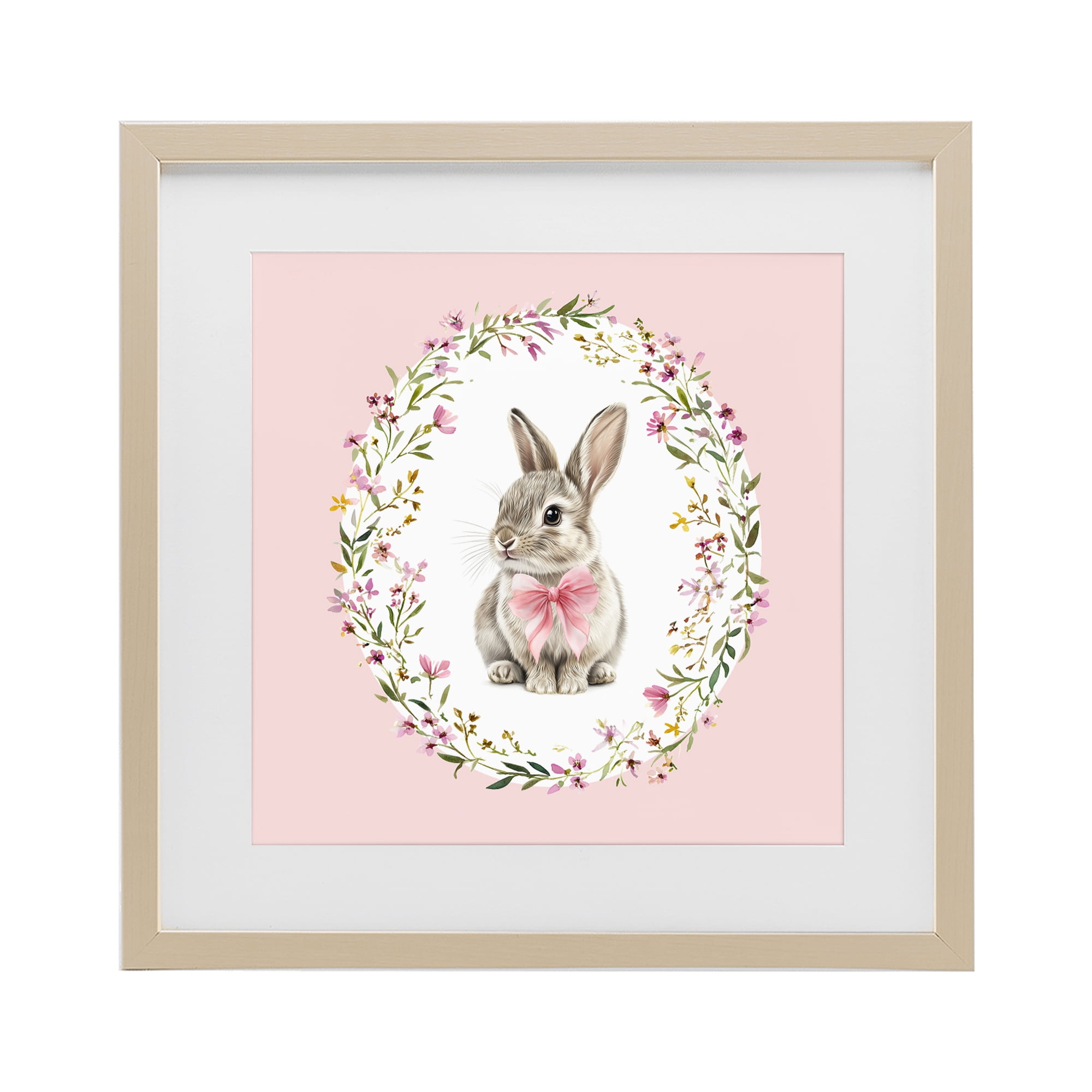 Stupell Industries Blush Pink Bunny Birch Framed Print Under Glass, design by Christine Simpson Art